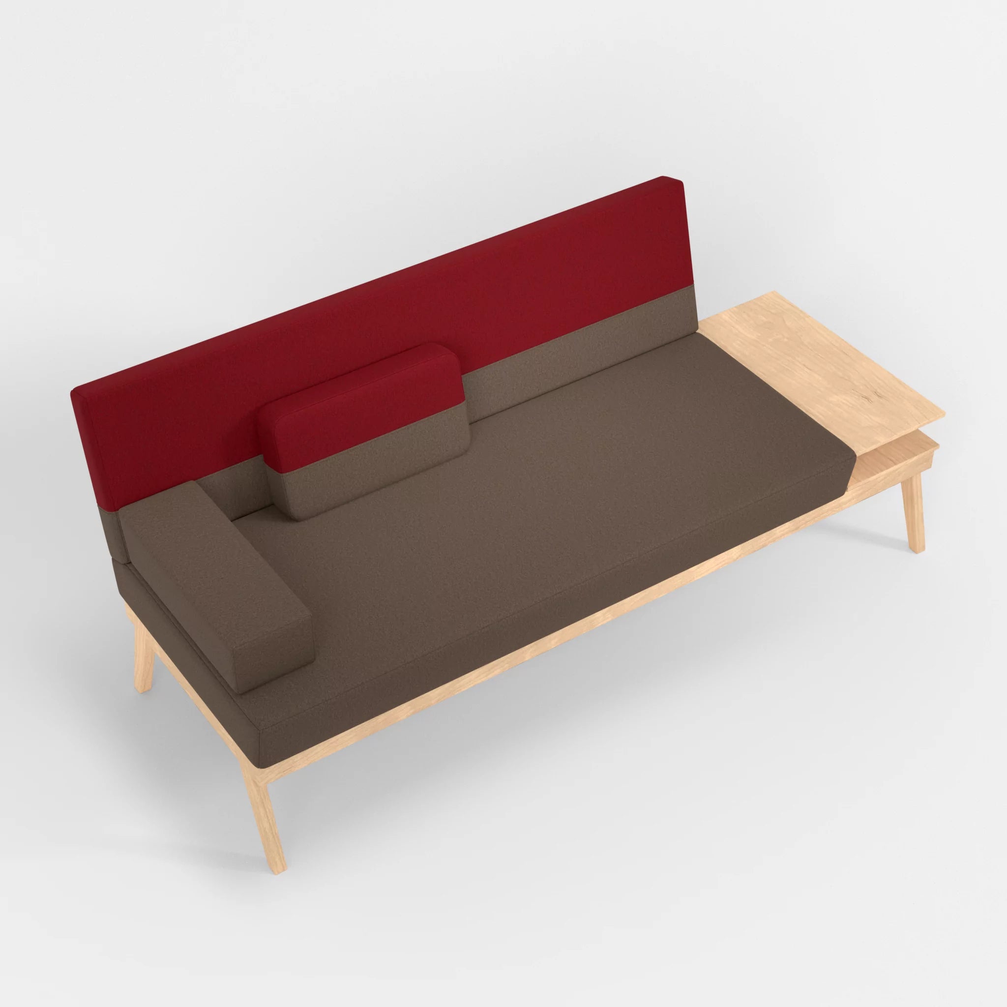 3er Sitzsofa Bauz mit Ablage rechts dama0051-dama0053 in Braun und Rot von oben