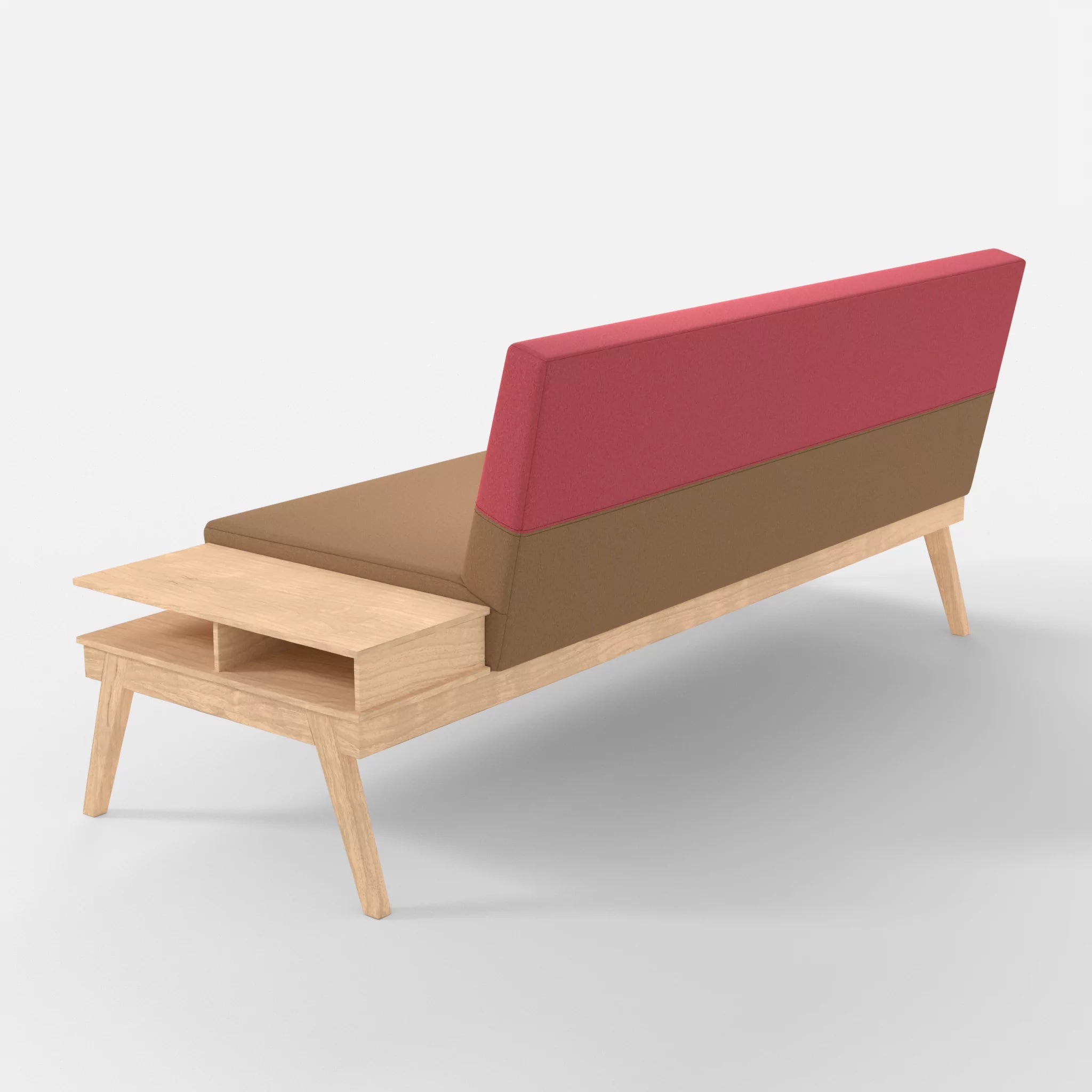 3er Sitzsofa Bauz mit Ablage rechts dama0056-dama0083 in Beige und Pink von hinten