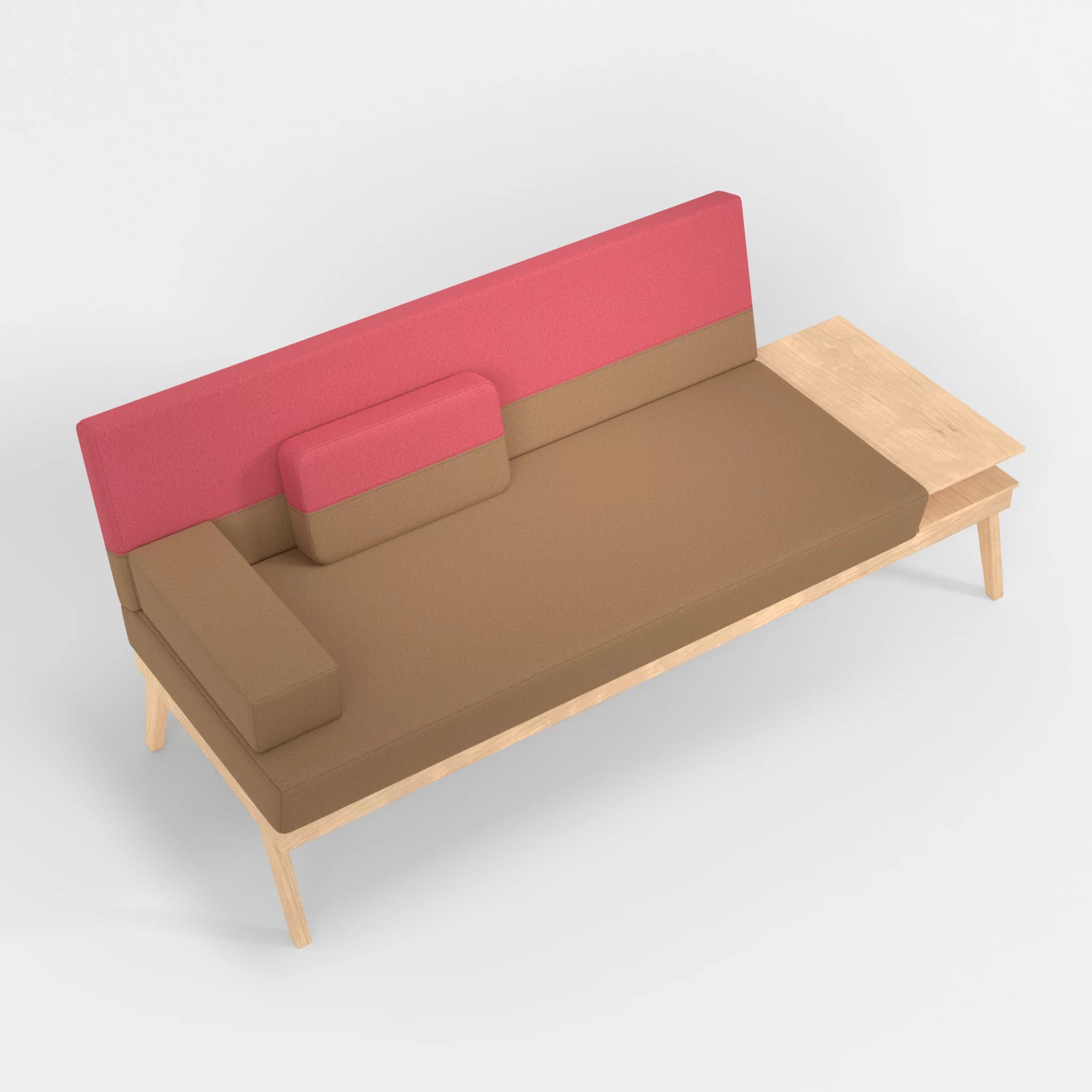 3er Sitzsofa Bauz mit Ablage rechts dama0056-dama0083 in Beige und Pink von oben