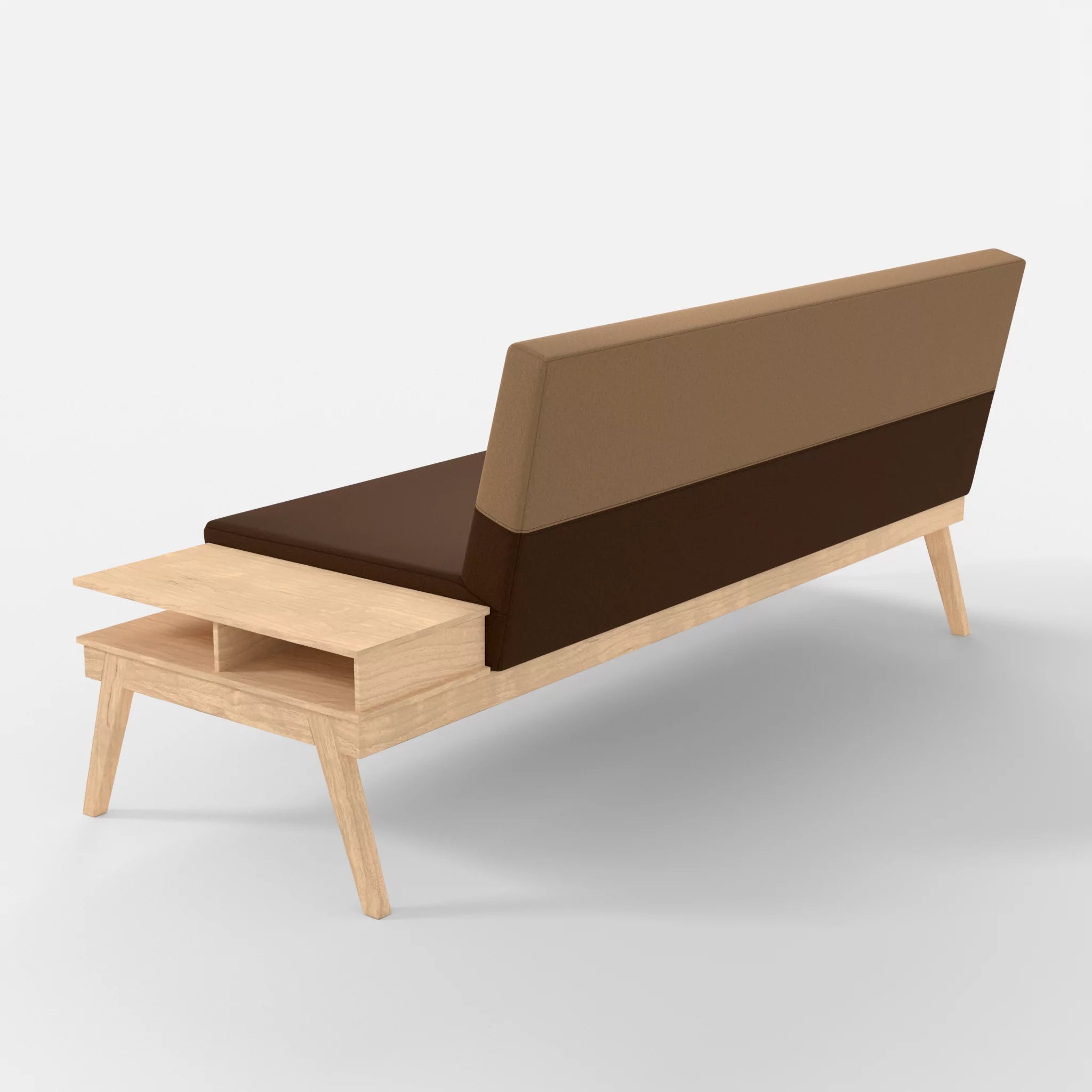 3er Sitzsofa Bauz mit Ablage rechts dama0060-dama0056 in Braun und Beige von hinten