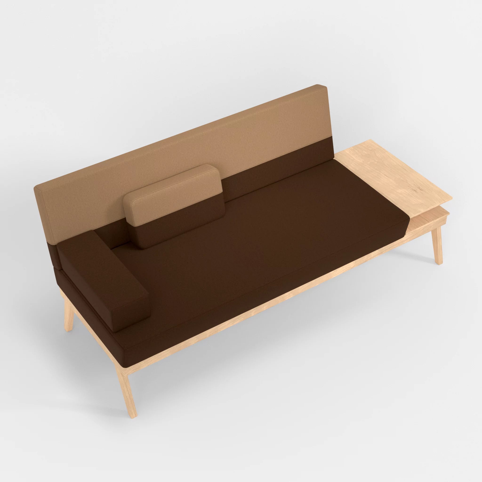 3er Sitzsofa Bauz mit Ablage rechts dama0060-dama0056 in Braun und Beige von oben