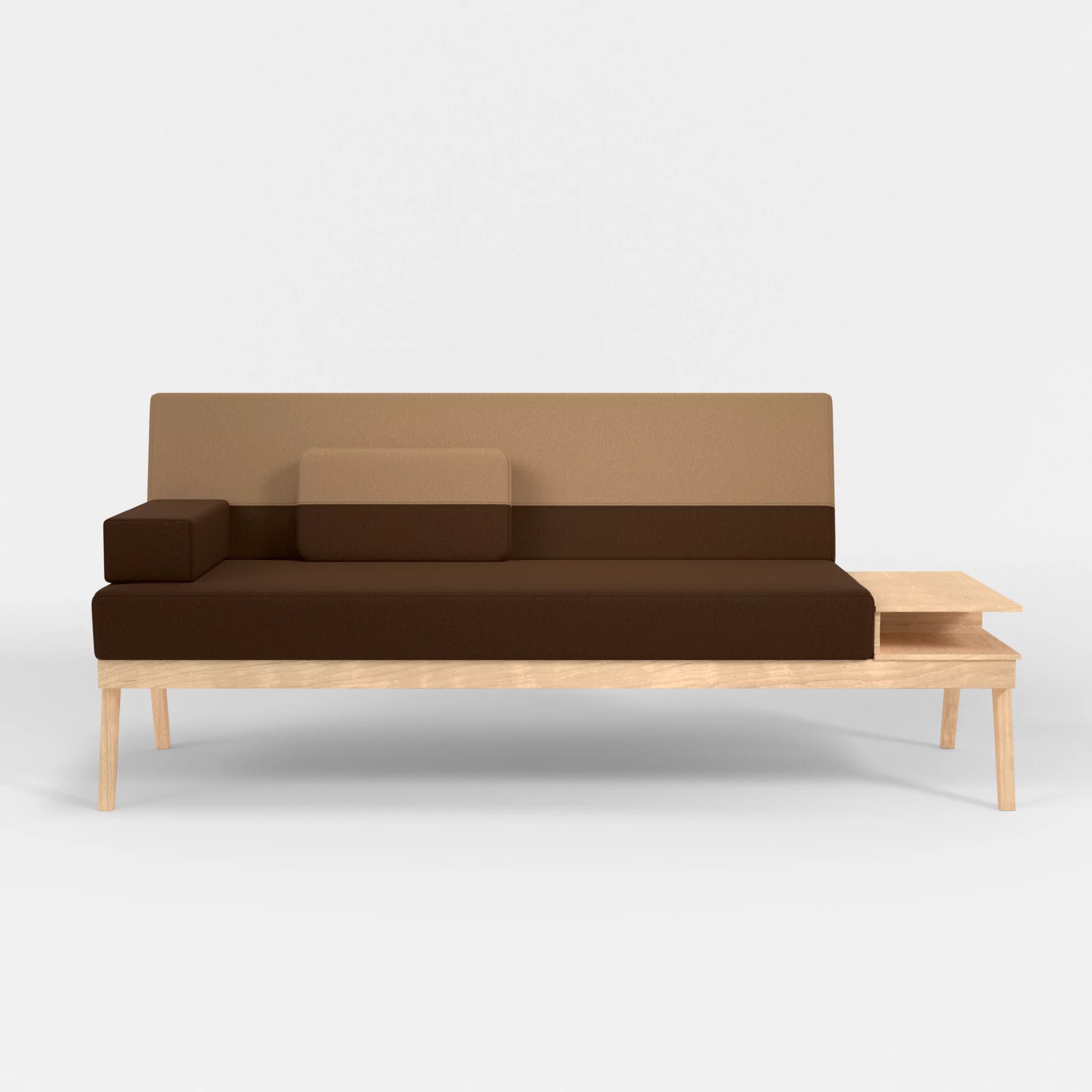 3er Sitzsofa Bauz mit Ablage rechts dama0060-dama0056 in Braun und Beige von vorne