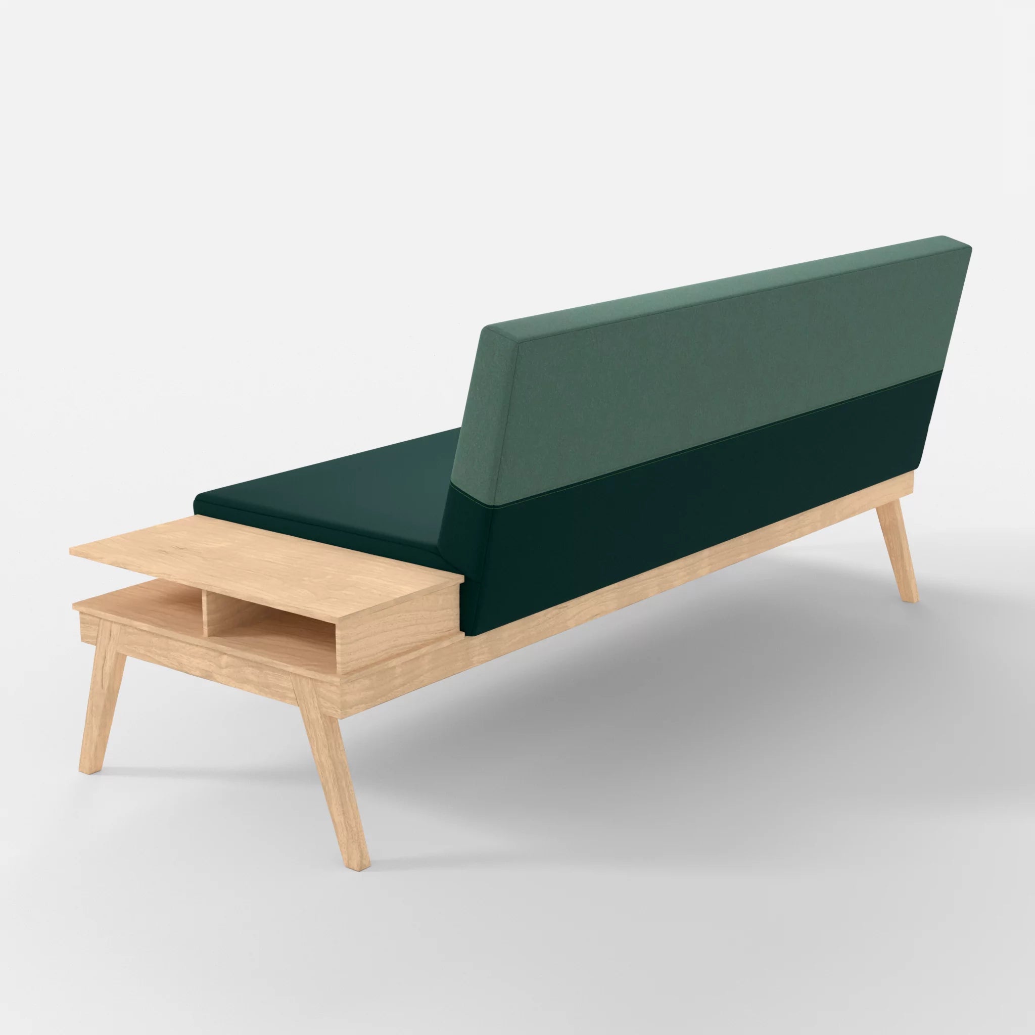3er Sitzsofa Bauz mit Ablage rechts dama0073-dama0045 in Petrol und Türkis von hinten
