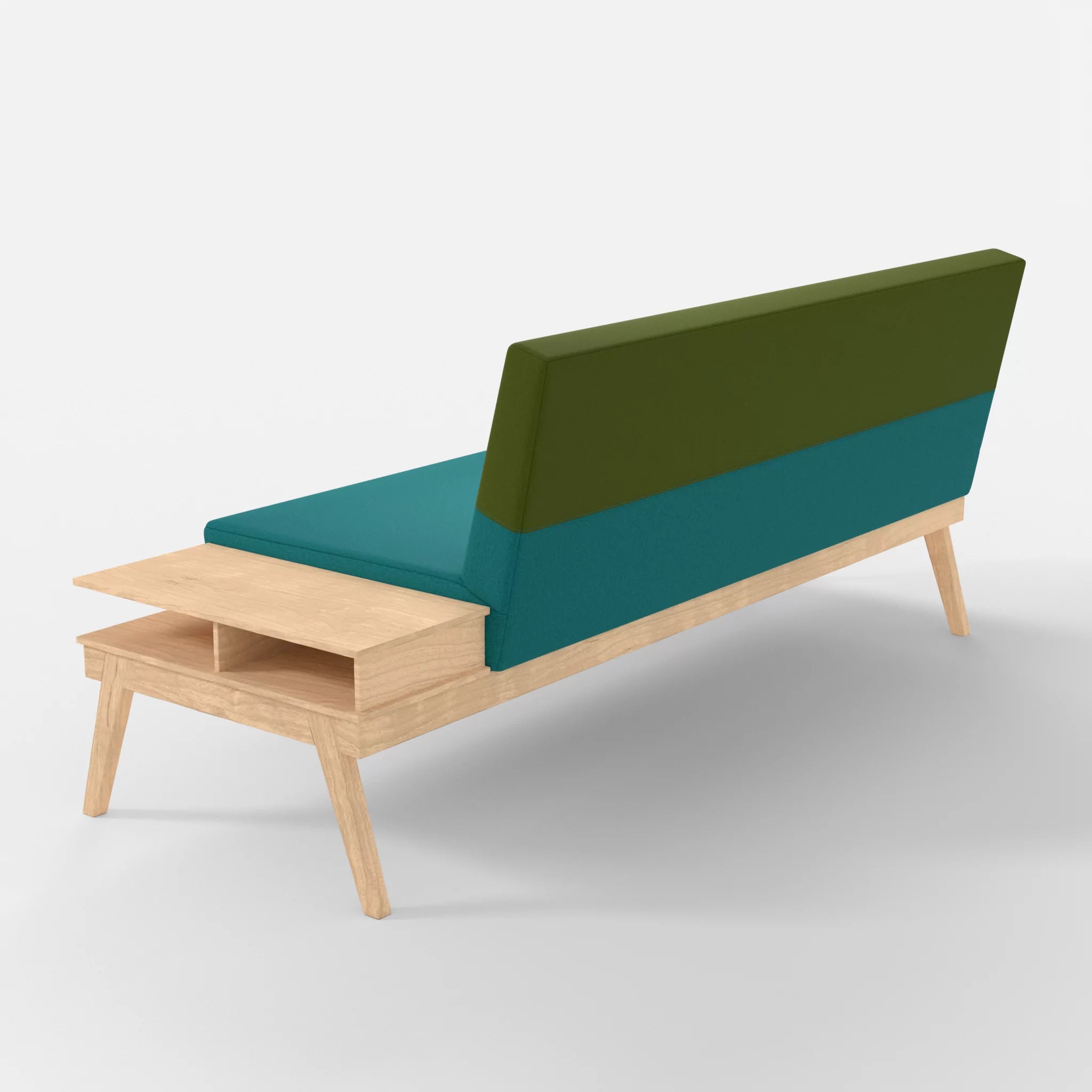 3er Sitzsofa Bauz mit Ablage rechts dama0076-dama0059 in Türkis und Grün von hinten