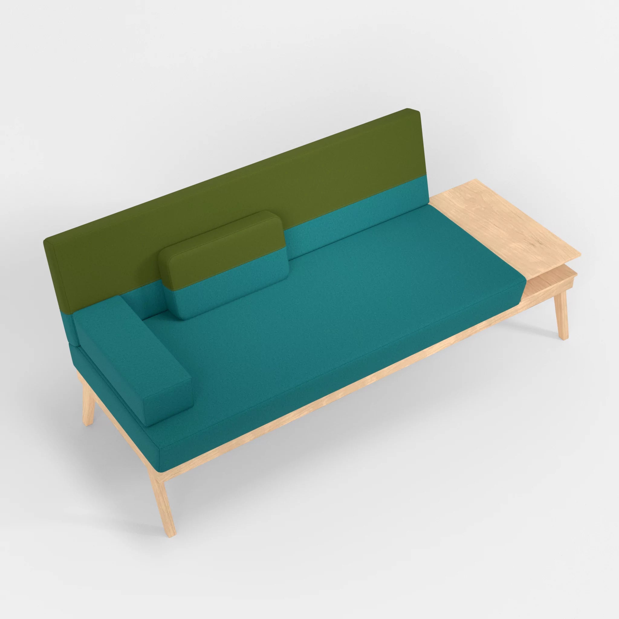 3er Sitzsofa Bauz mit Ablage rechts dama0076-dama0059 in Türkis und Grün von oben
