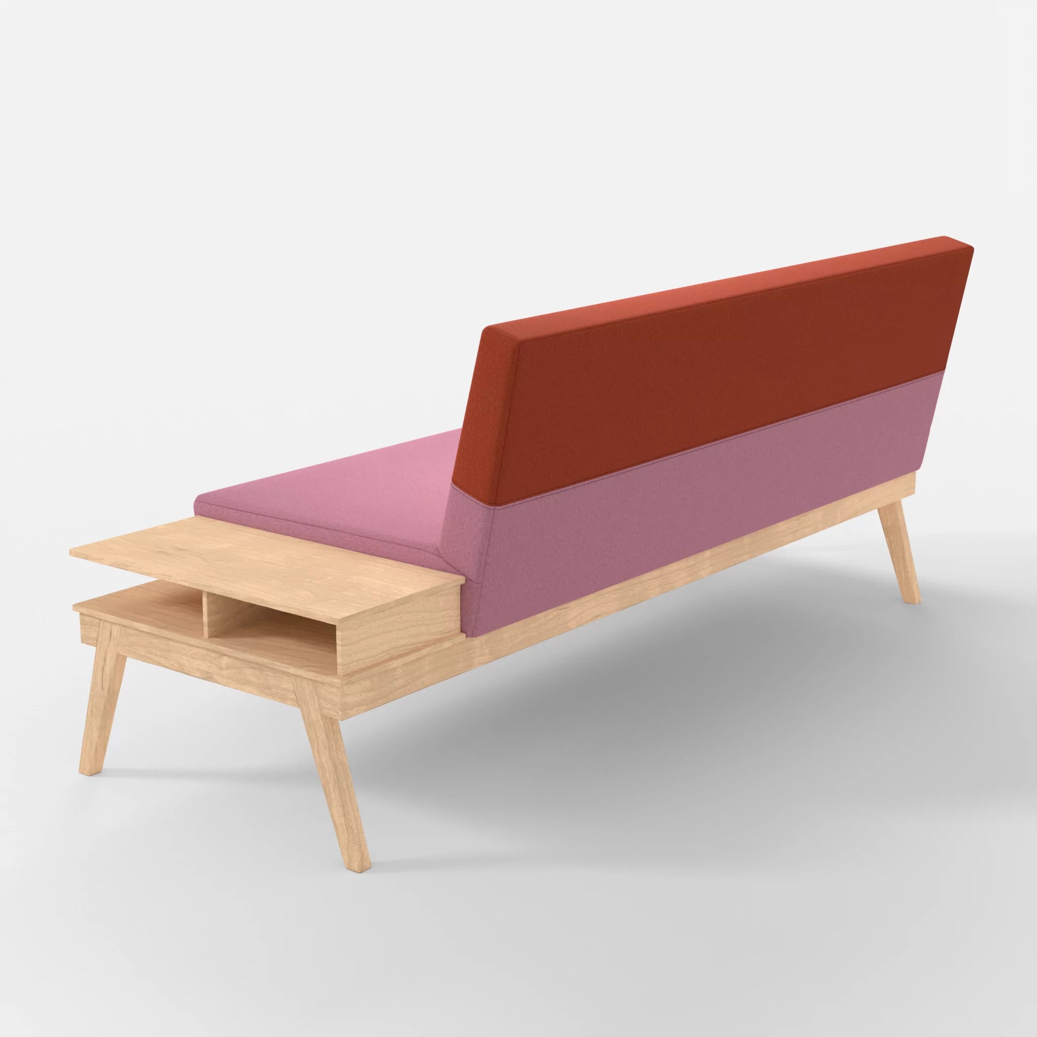 3er Sitzsofa Bauz mit Ablage rechts dama0084-dama0062 in Rosa und Orange von hinten