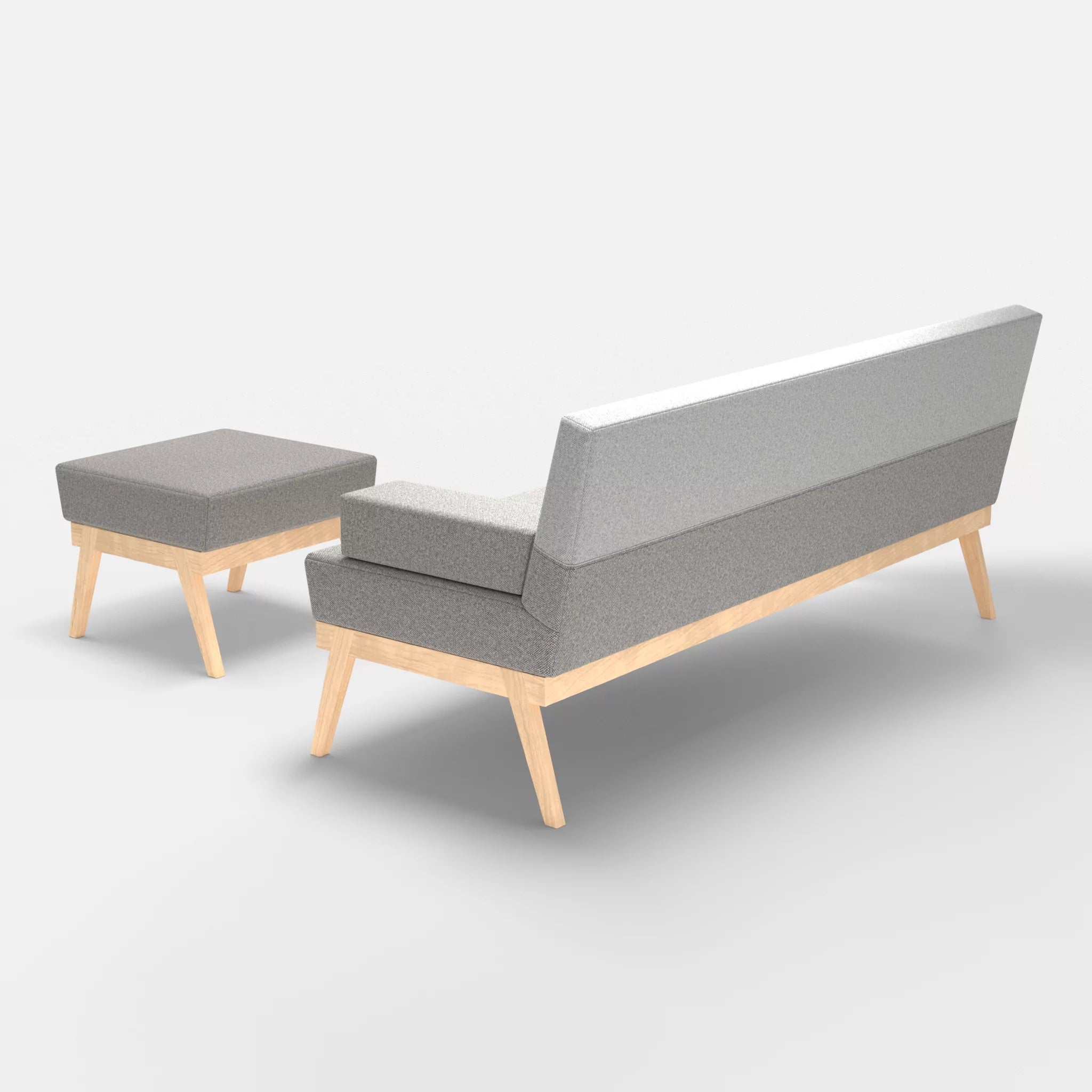 3er Sitzsofa Bauz mit Pouf celia0208-celia0204 in Mittelgrau und Hellgrau von hinten