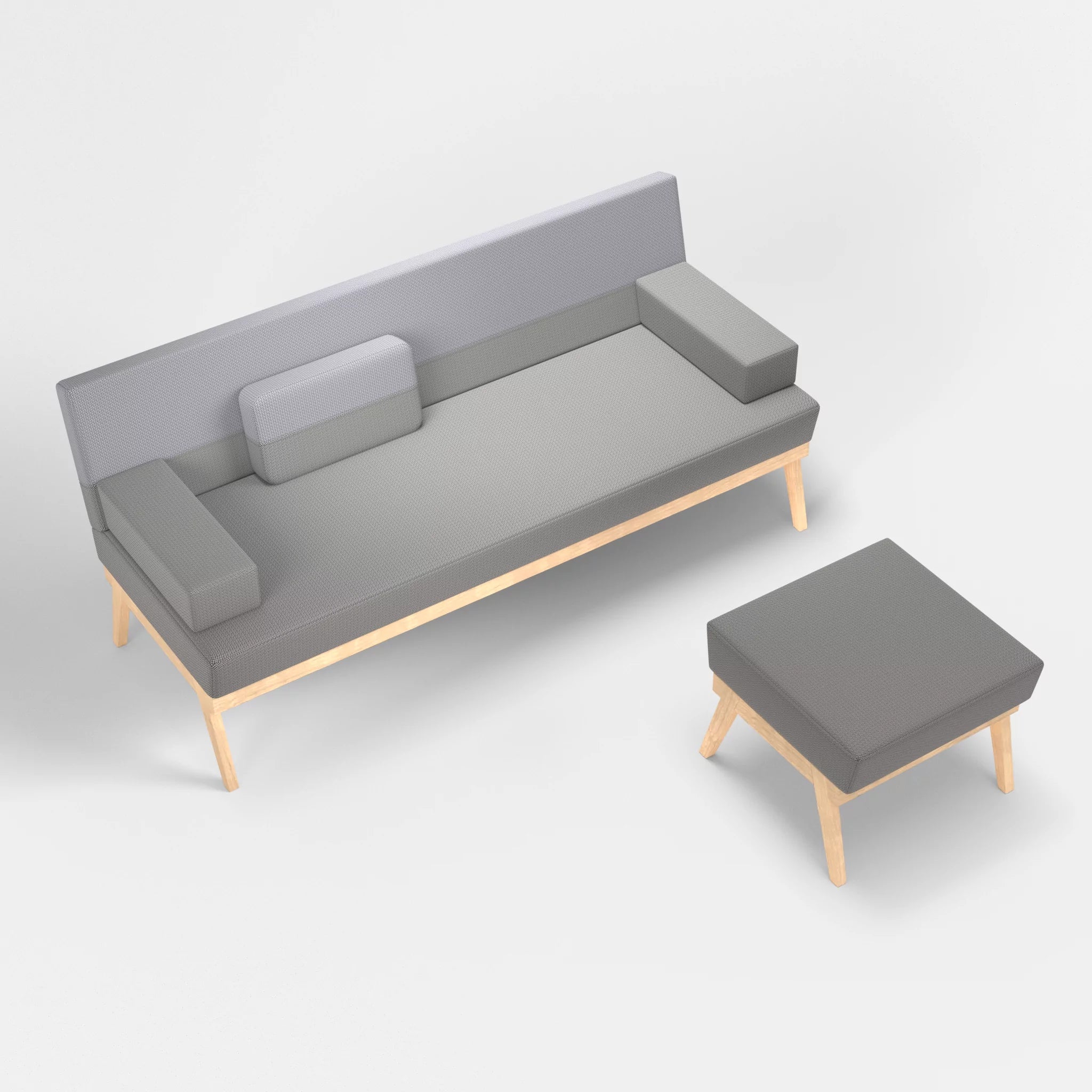 3er Sitzsofa Bauz mit Pouf credozinn-credochalk in Mittelgrau und Hellgrau von oben