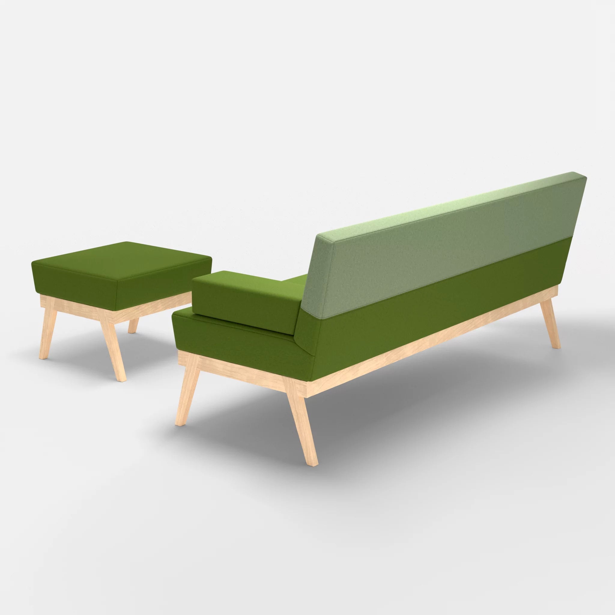 3er Sitzsofa Bauz mit Pouf dama0027-dama0042 in Grün und Hellgrün von hinten