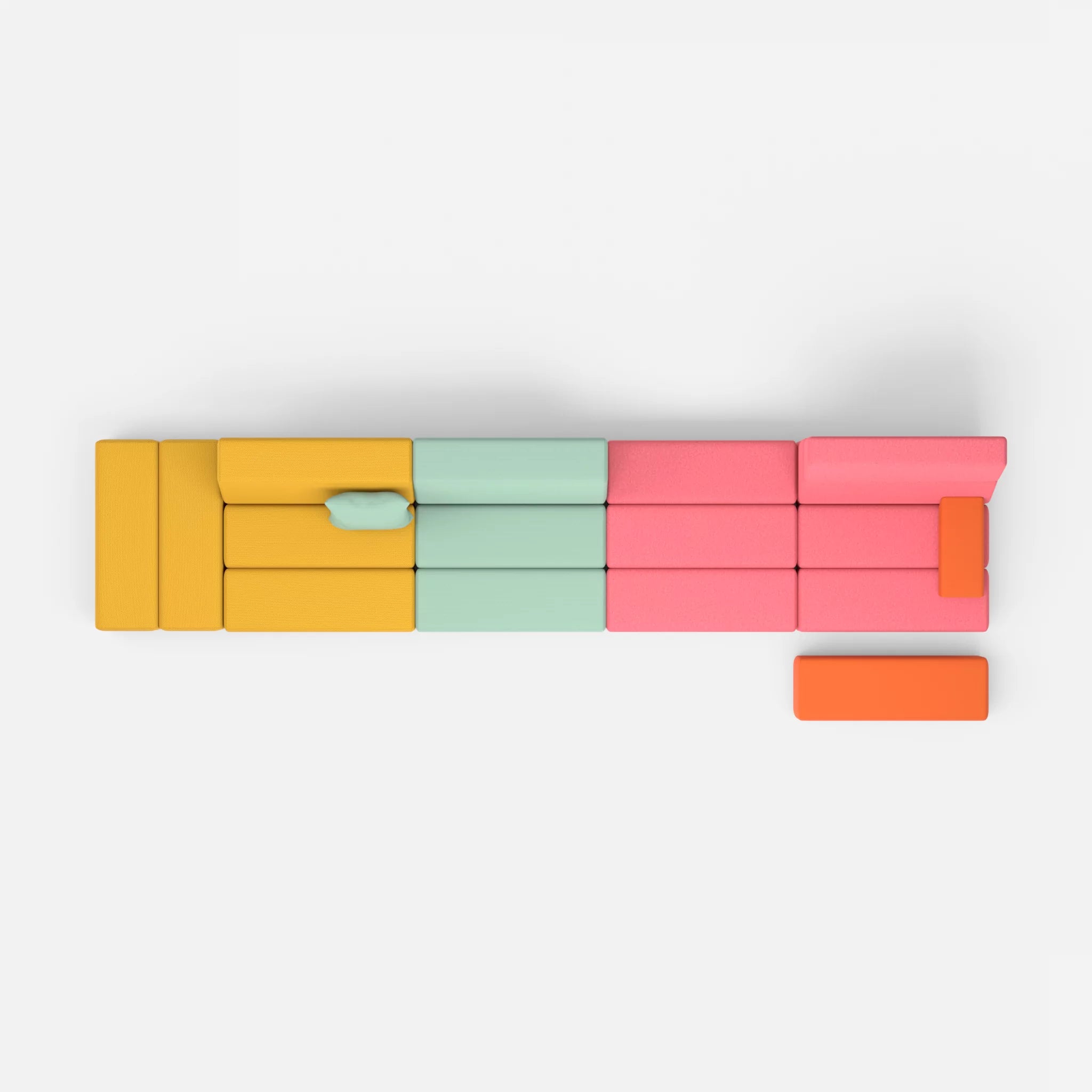 4 Sitzer Sofa Bricks 1 novumcurry-dama0083 in Curry und Pink von oben