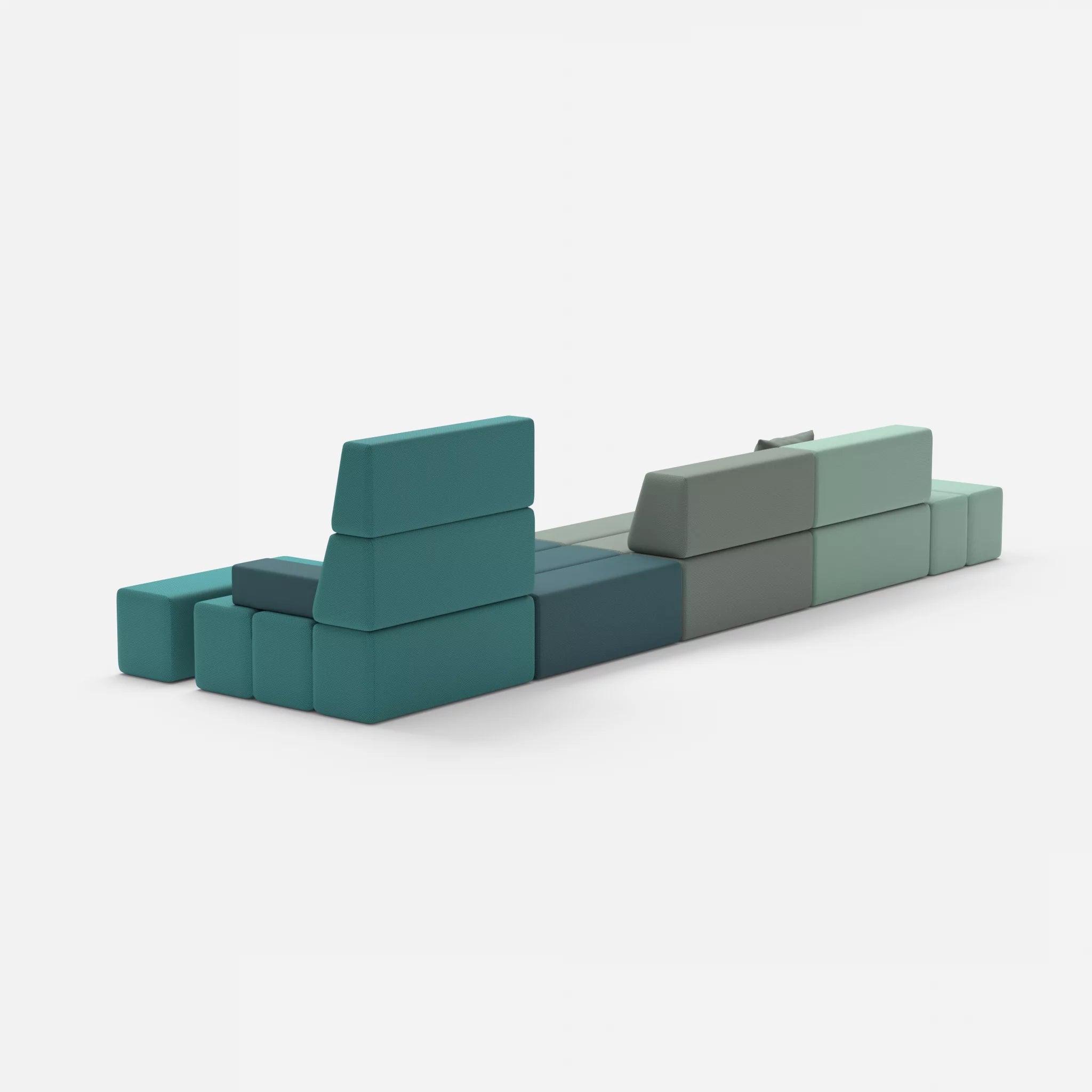 4 Sitzer Sofa Bricks 1 novumlagoon-novumsamoa in Graublau und Dunkelblau von hinten
