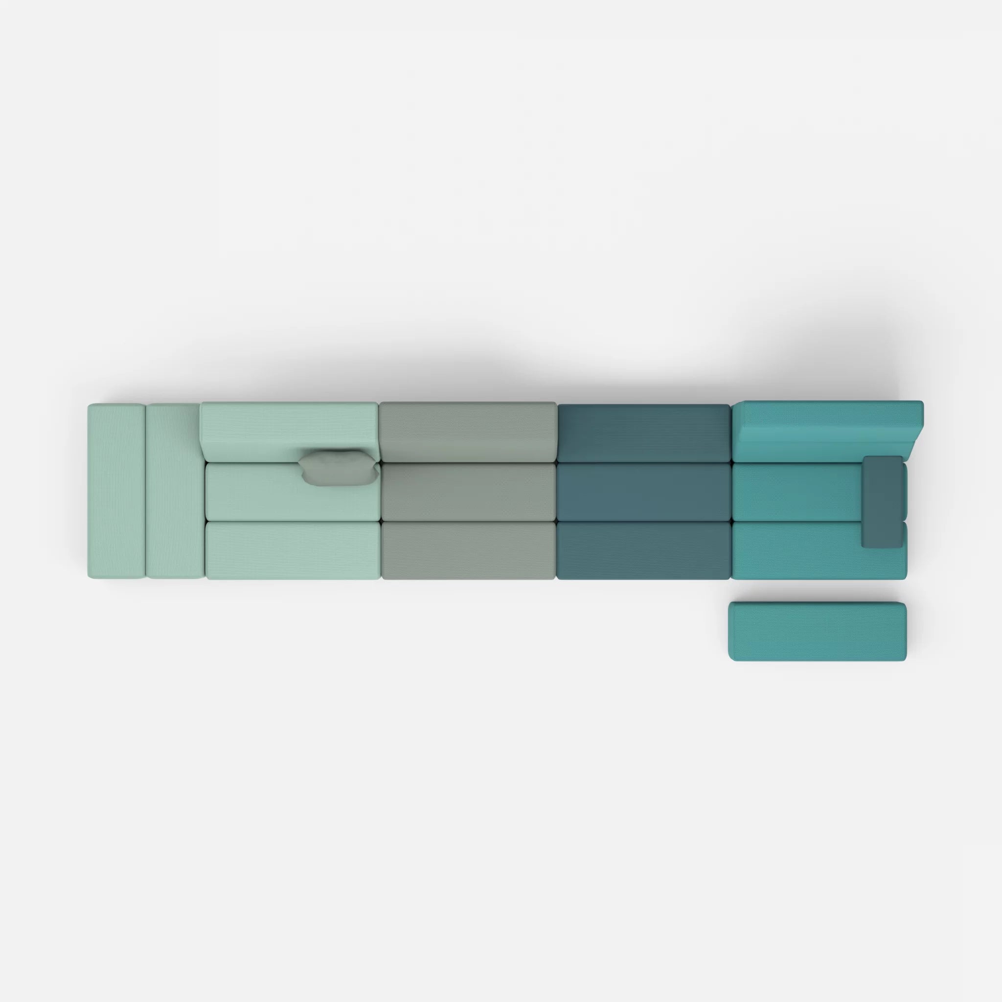 4 Sitzer Sofa Bricks 1 novumlagoon-novumsamoa in Graublau und Dunkelblau von oben