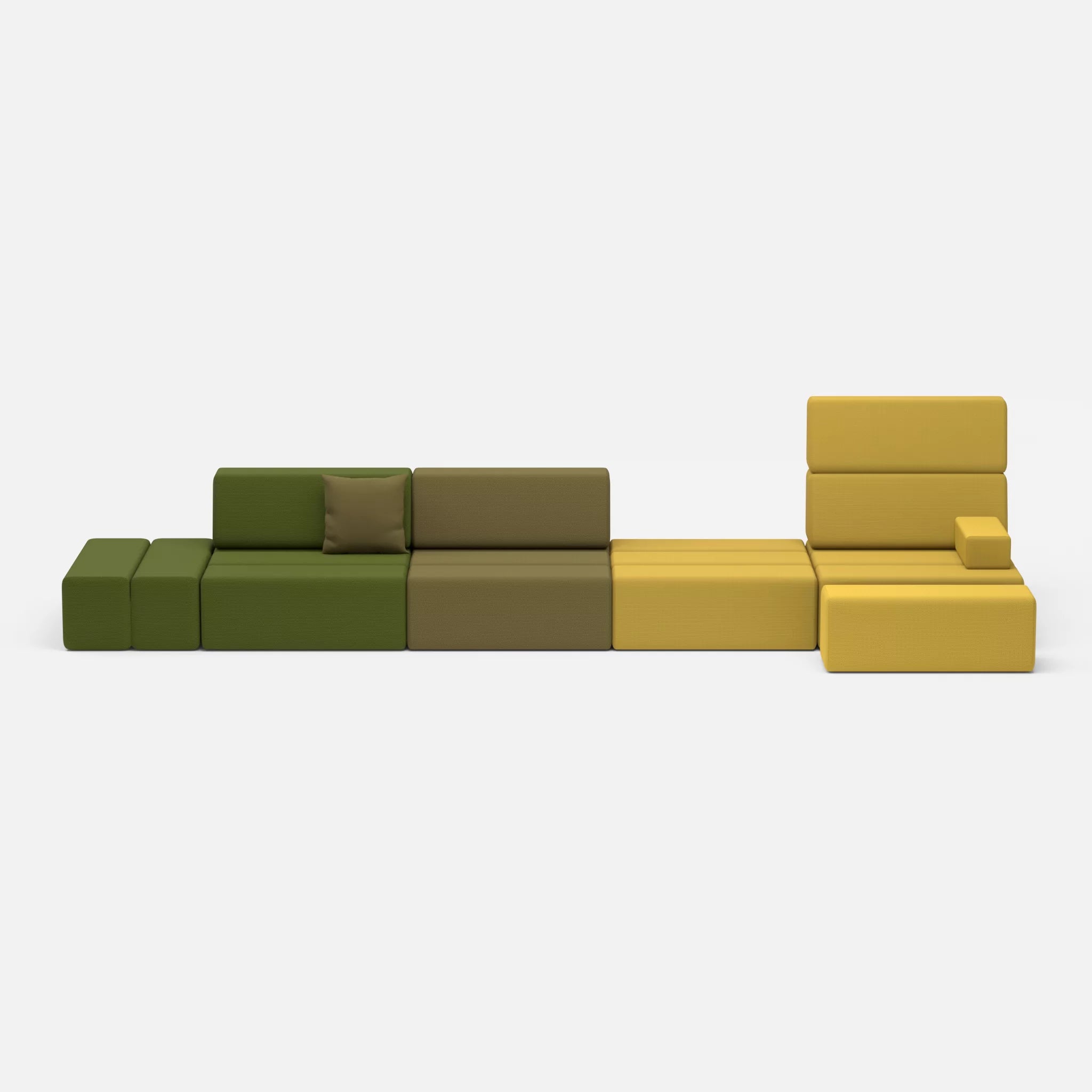4 Sitzer Sofa Bricks 1 novummoss-novumtivoli in Grün und Hellgrün von vorne