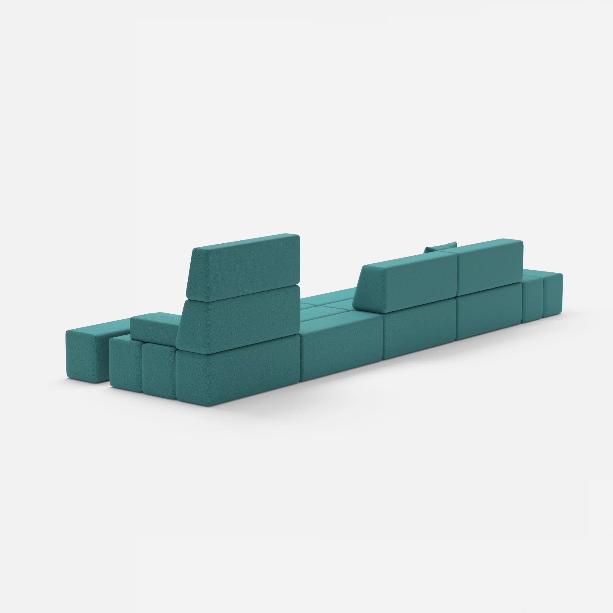 4 Sitzer Sofa Bricks 1 novumprisma in Türkis von hinten