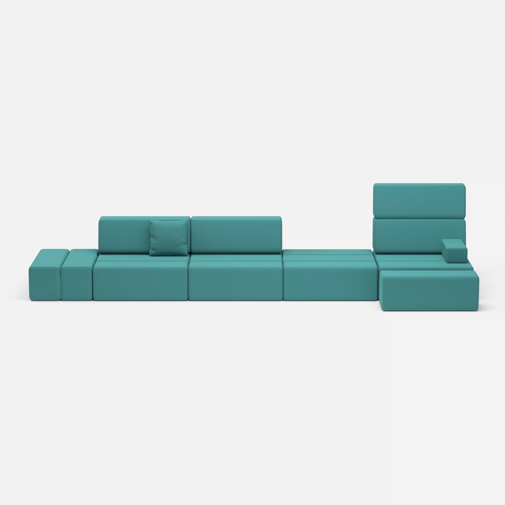 4 Sitzer Sofa Bricks 1 novumprisma in Türkis von vorne