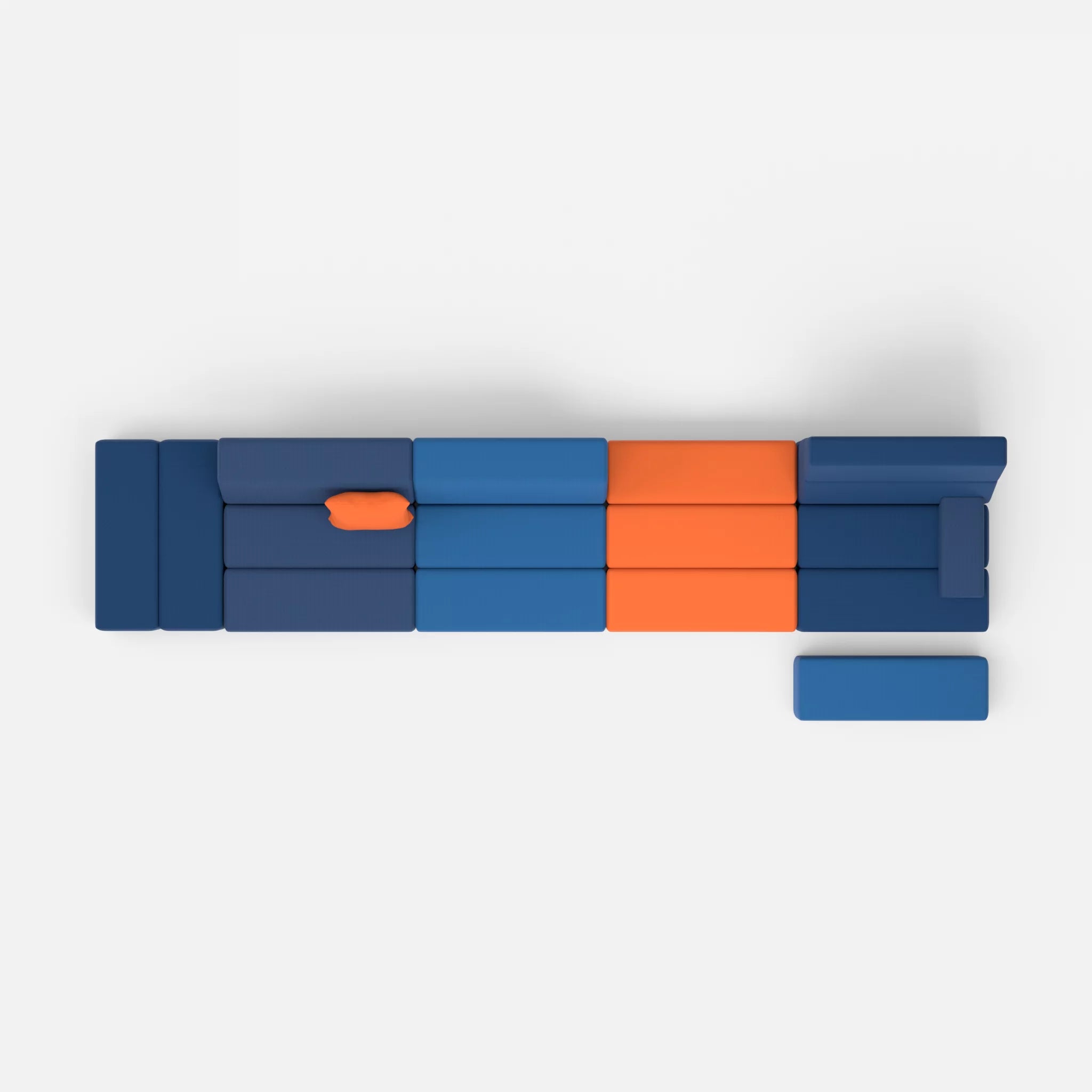 4 Sitzer Sofa Bricks 1 radio6512-radio3094 in Dunkelblau und Orange von oben