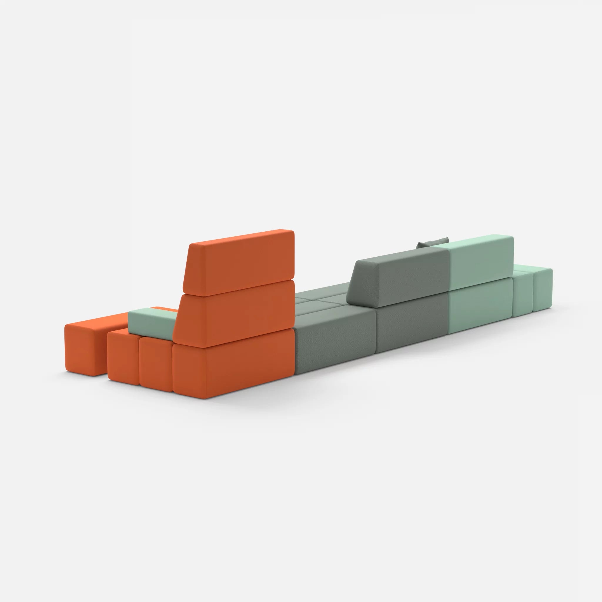4 Sitzer Sofa Bricks 1 radio7045-novumdelphi in Hellblau und Graublau von hinten