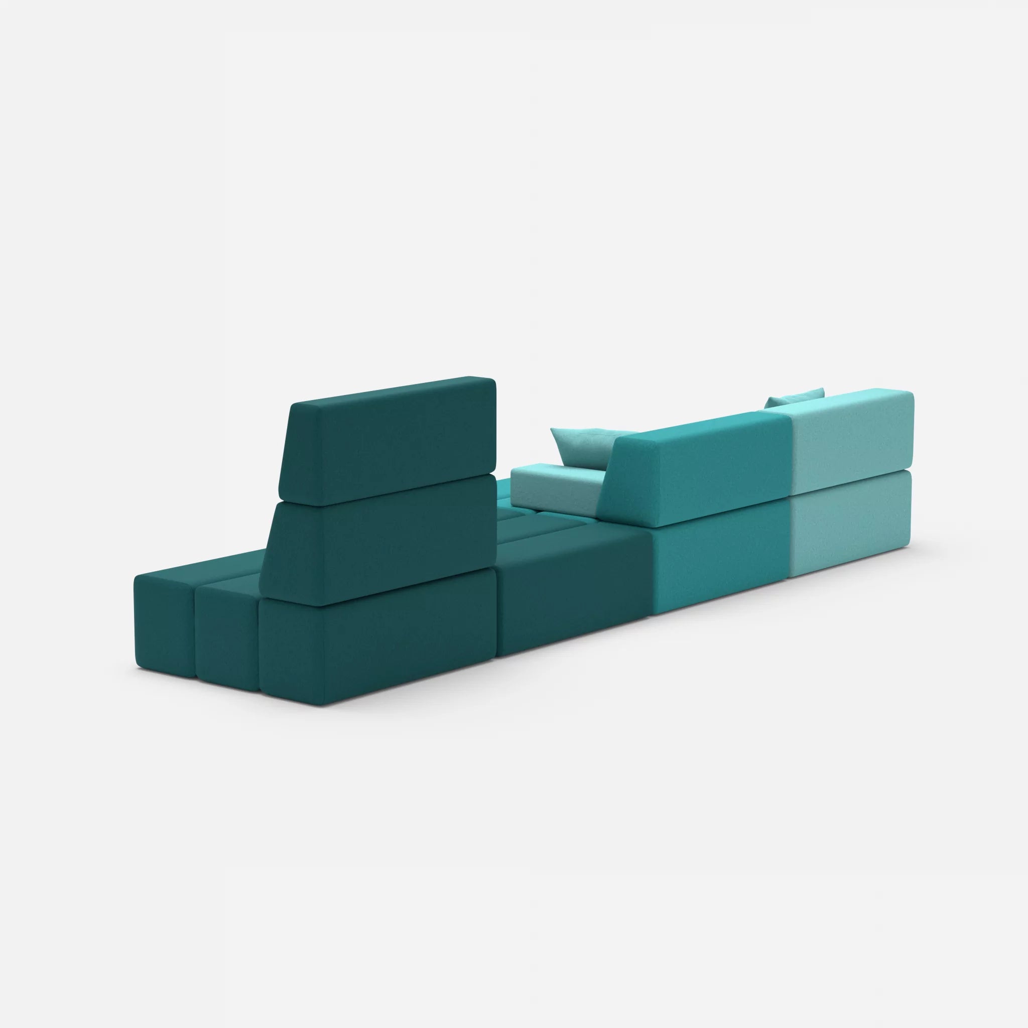 4 Sitzer Sofa Bricks 3 dama0030-dama0018 in Türkis und Türkis von hinten