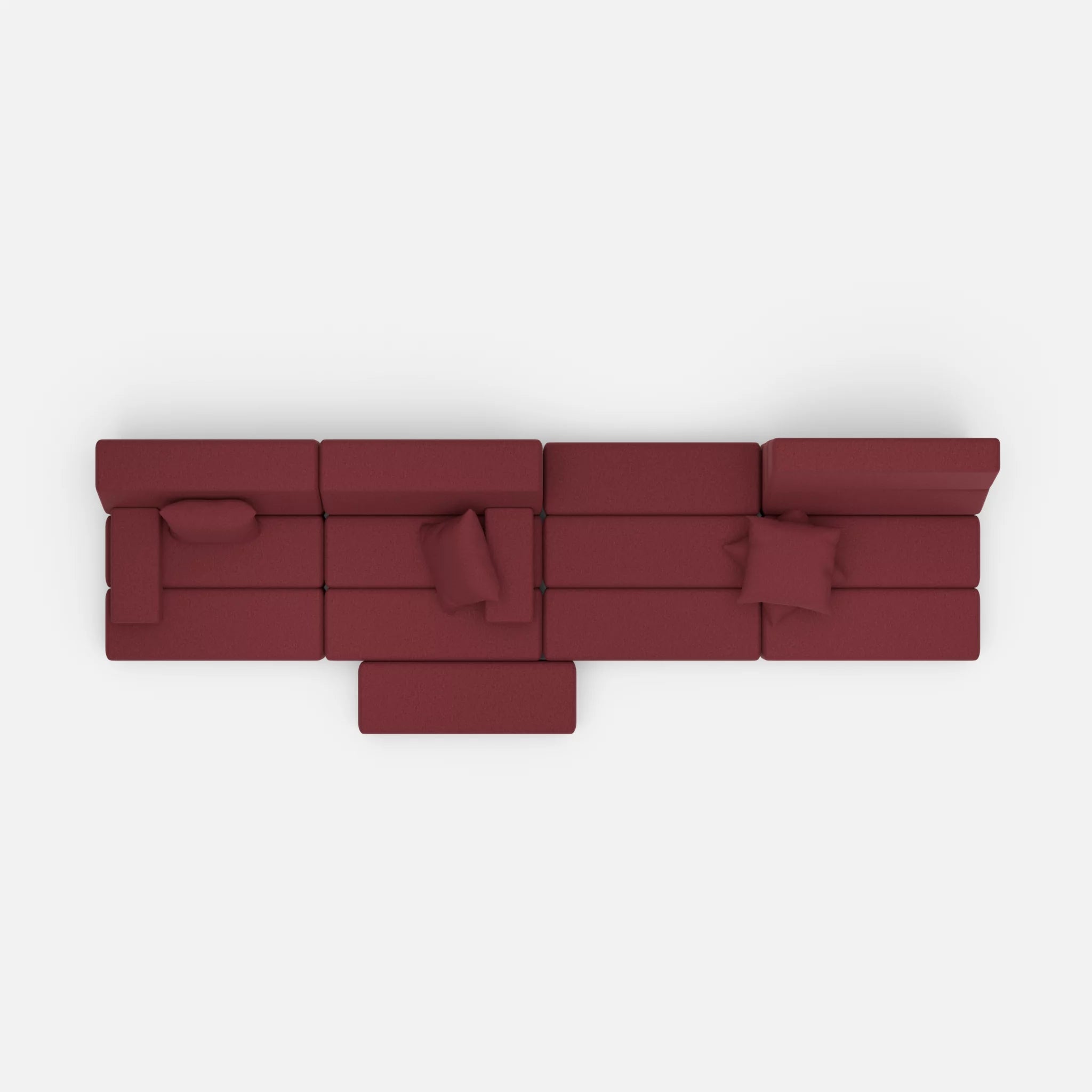 4 Sitzer Sofa Bricks 3 dama0034 in Bordeaux von oben