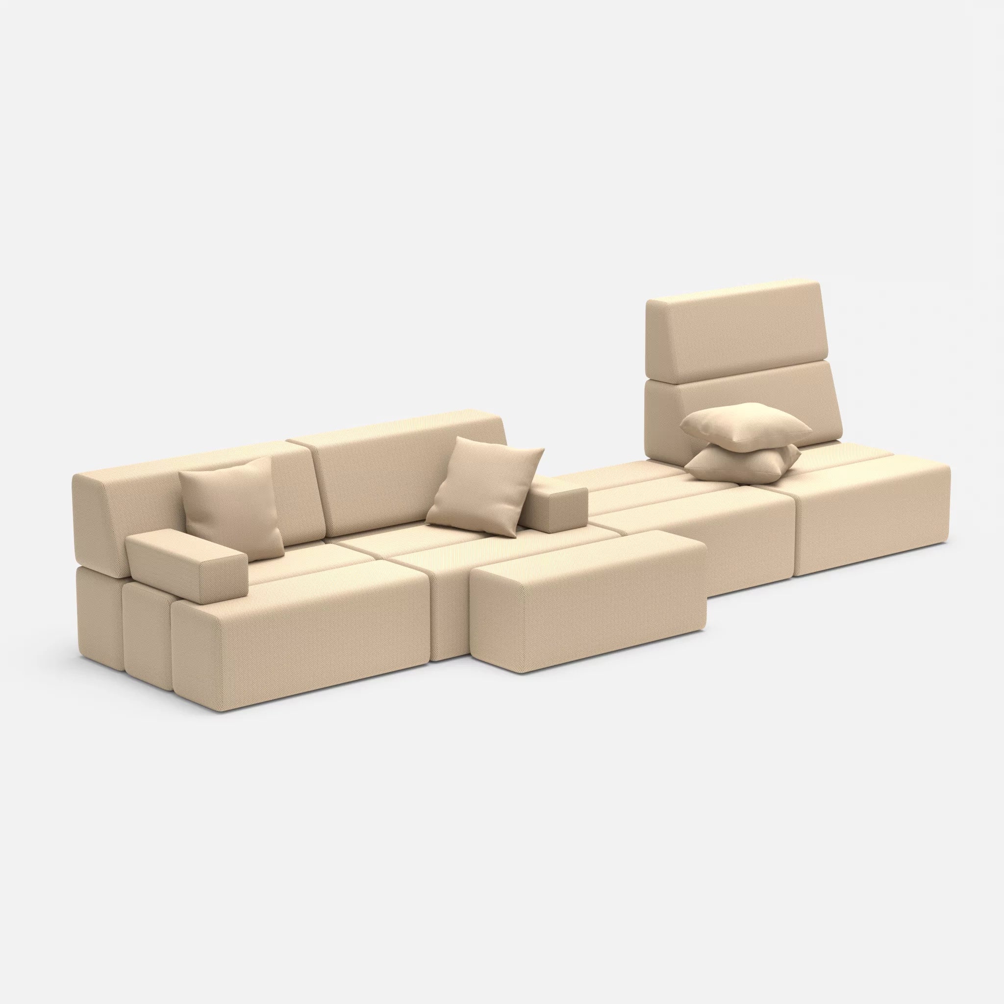 4 Sitzer Sofa Bricks 3 novumcocos in Hellbraun von der Seite