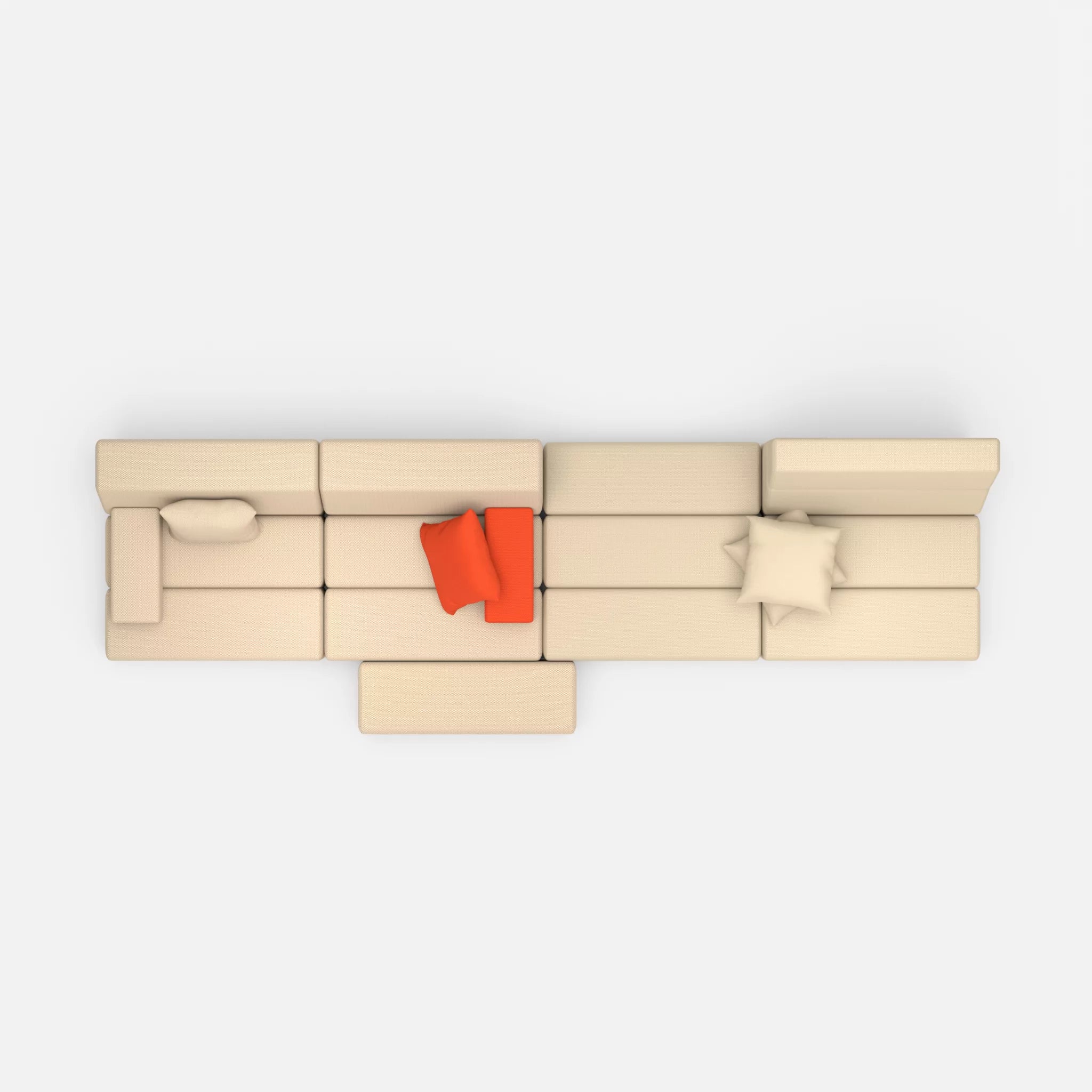4 Sitzer Sofa Bricks 3 novumcocos-novumangora in Hellbraun und Sand von oben