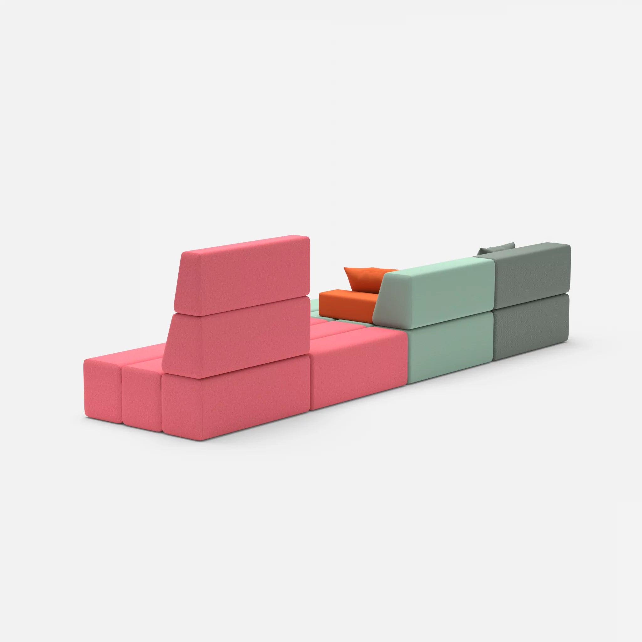 4 Sitzer Sofa Bricks 3 novumdelphi-dama0083 in Graublau und Pink von hinten