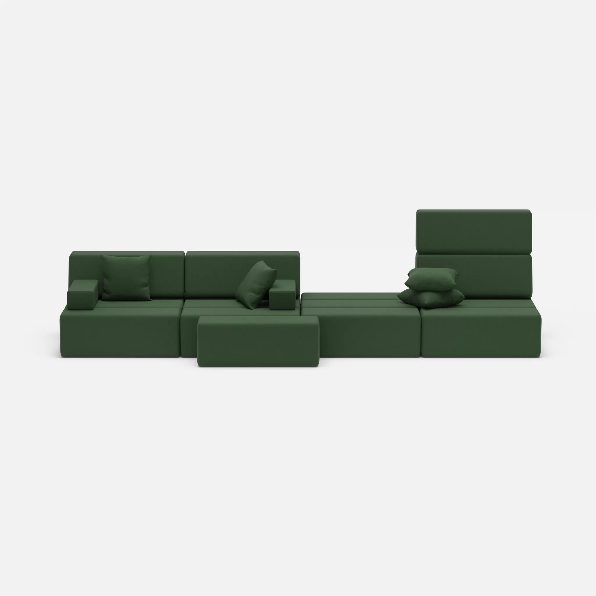4 Sitzer Sofa Bricks 3 radio7036 in Olive von vorne