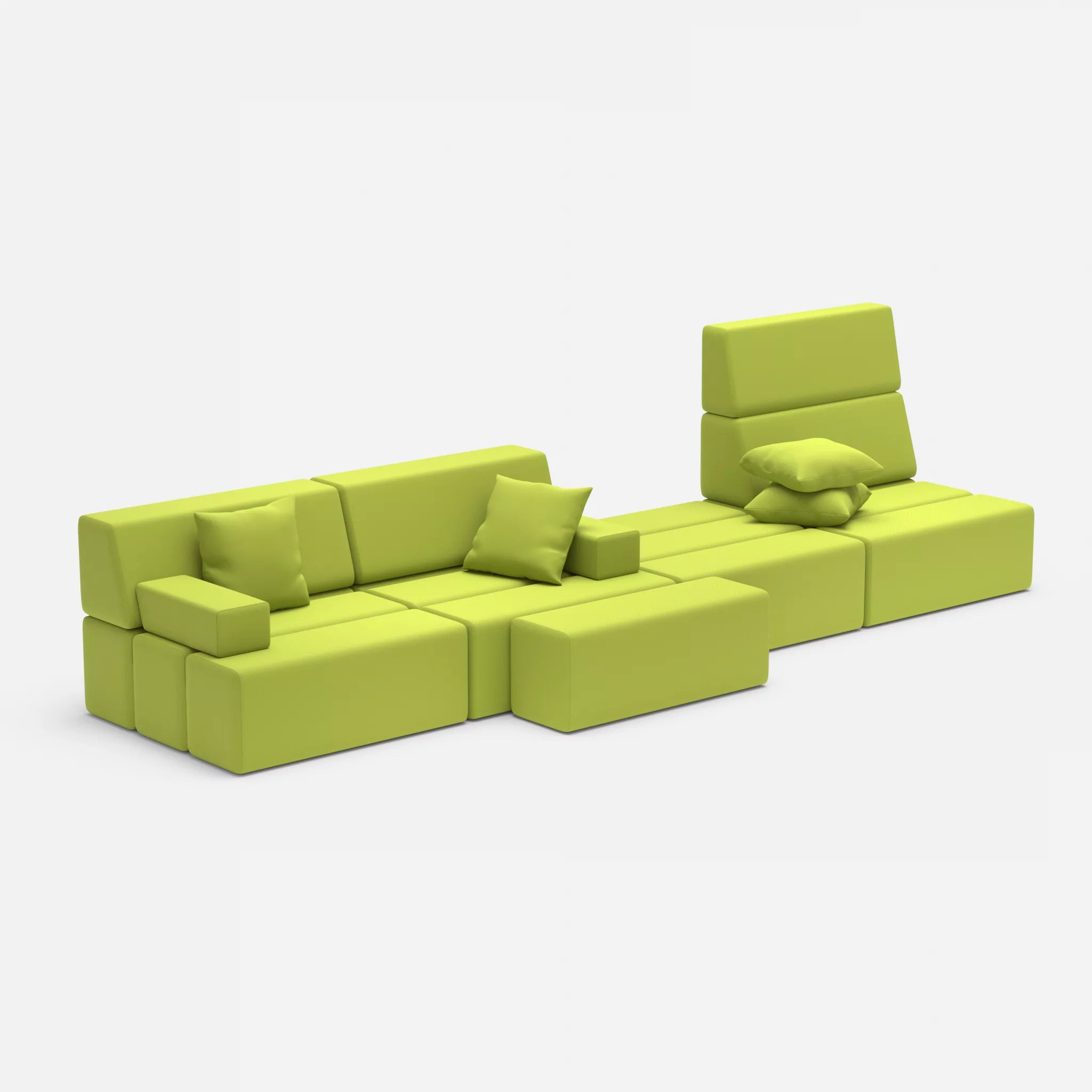 4 Sitzer Sofa Bricks 3 radio7041 in Hellgrün von der Seite