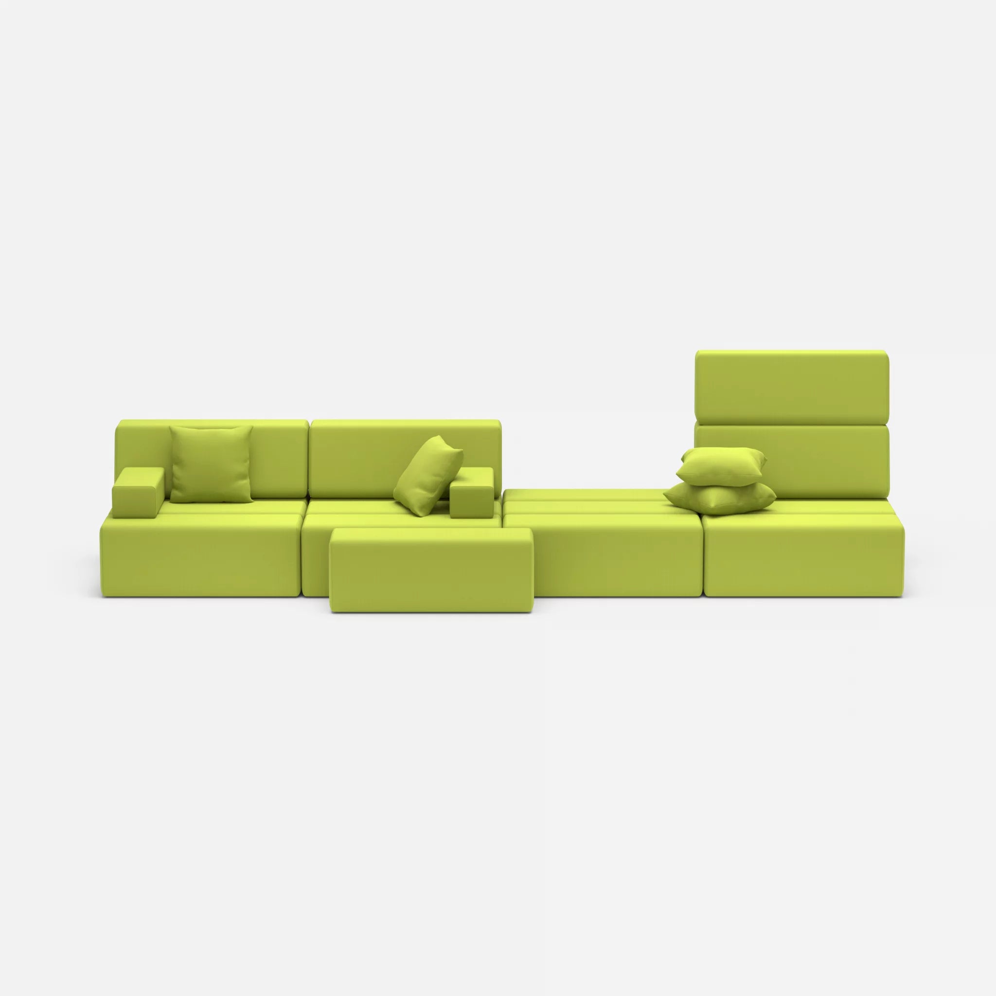 4 Sitzer Sofa Bricks 3 radio7041 in Hellgrün von vorne