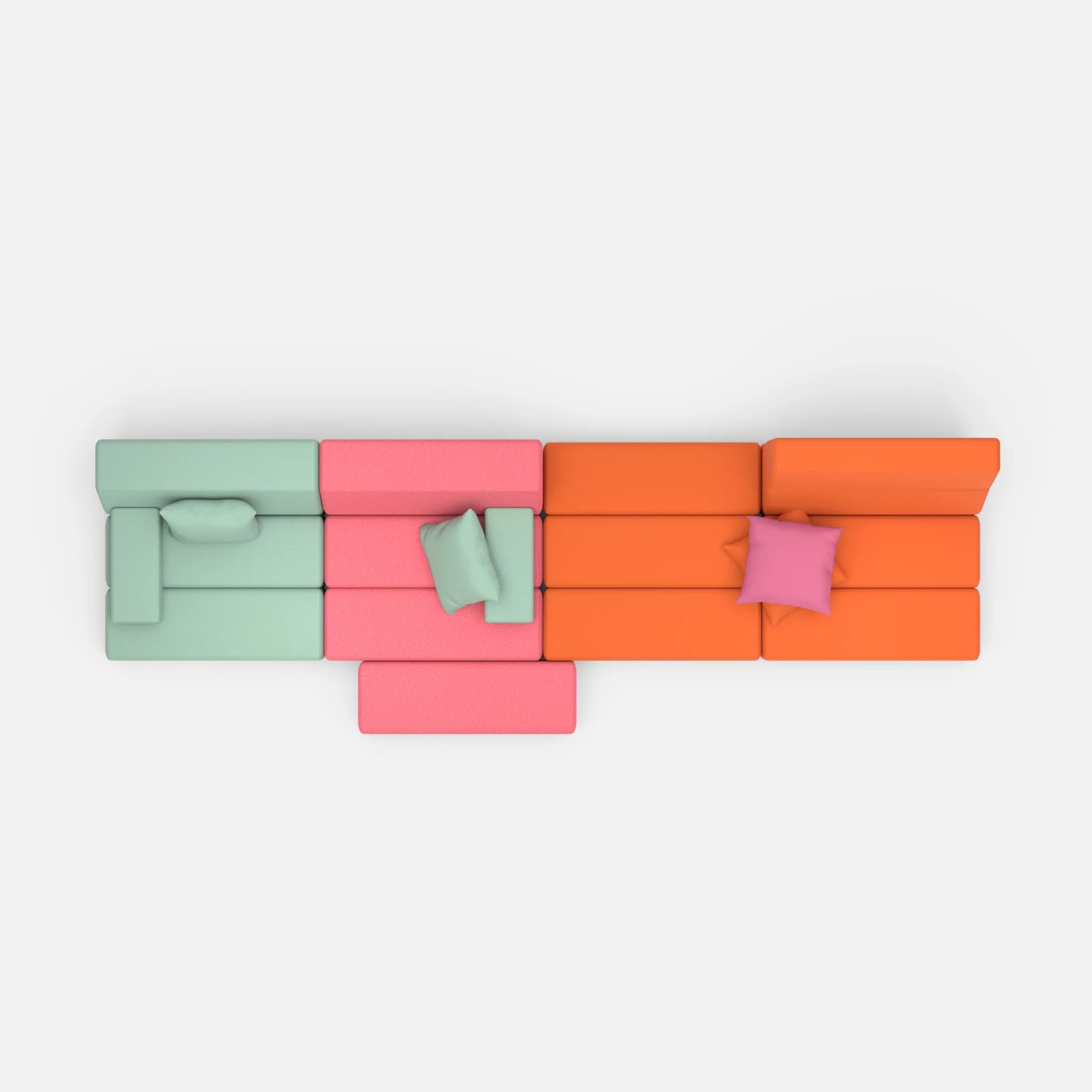 4 Sitzer Sofa Bricks 3 radio7045-radio3094 in Hellblau und Orange von oben