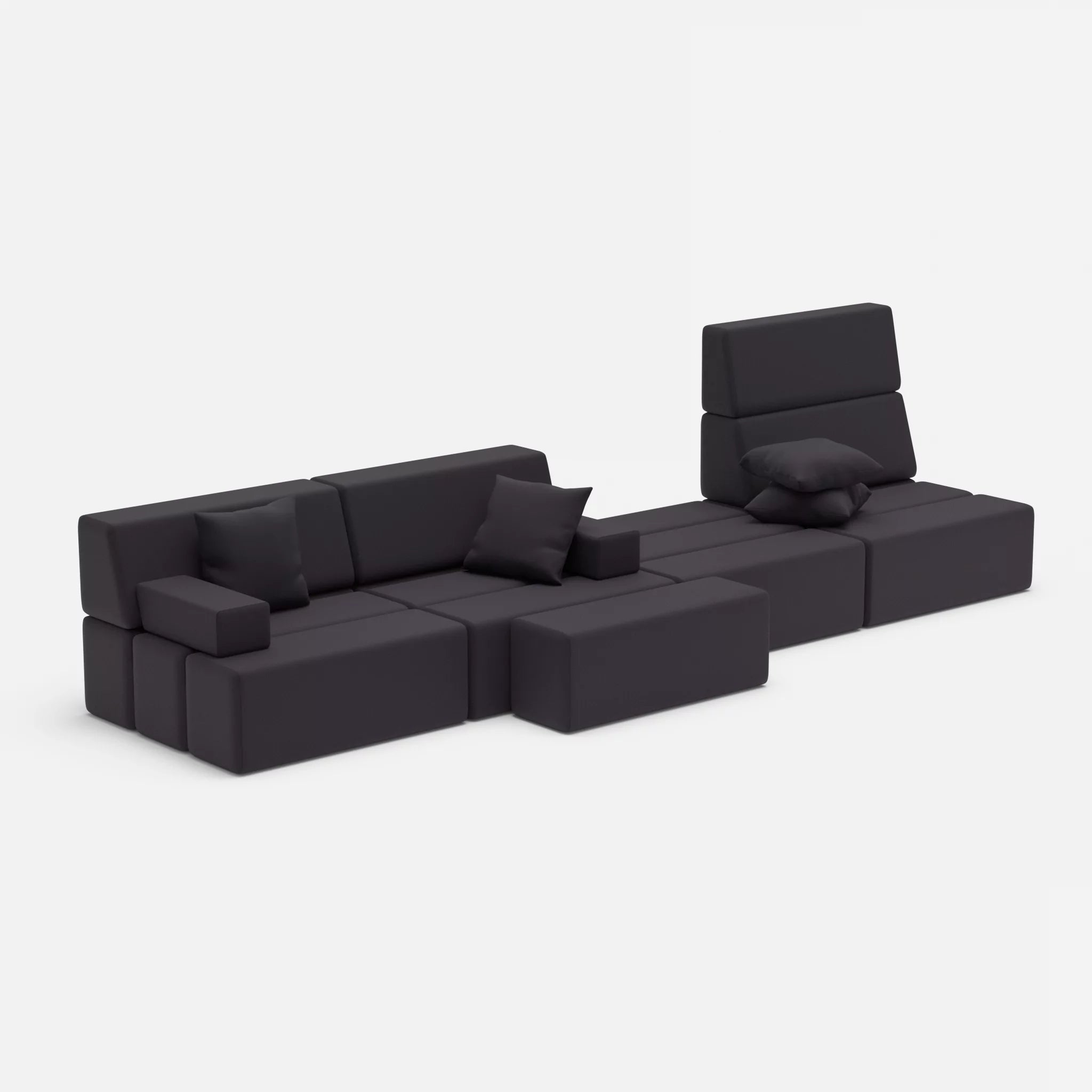 4 Sitzer Sofa Bricks 3 radio8517 in Anthrazit von der Seite