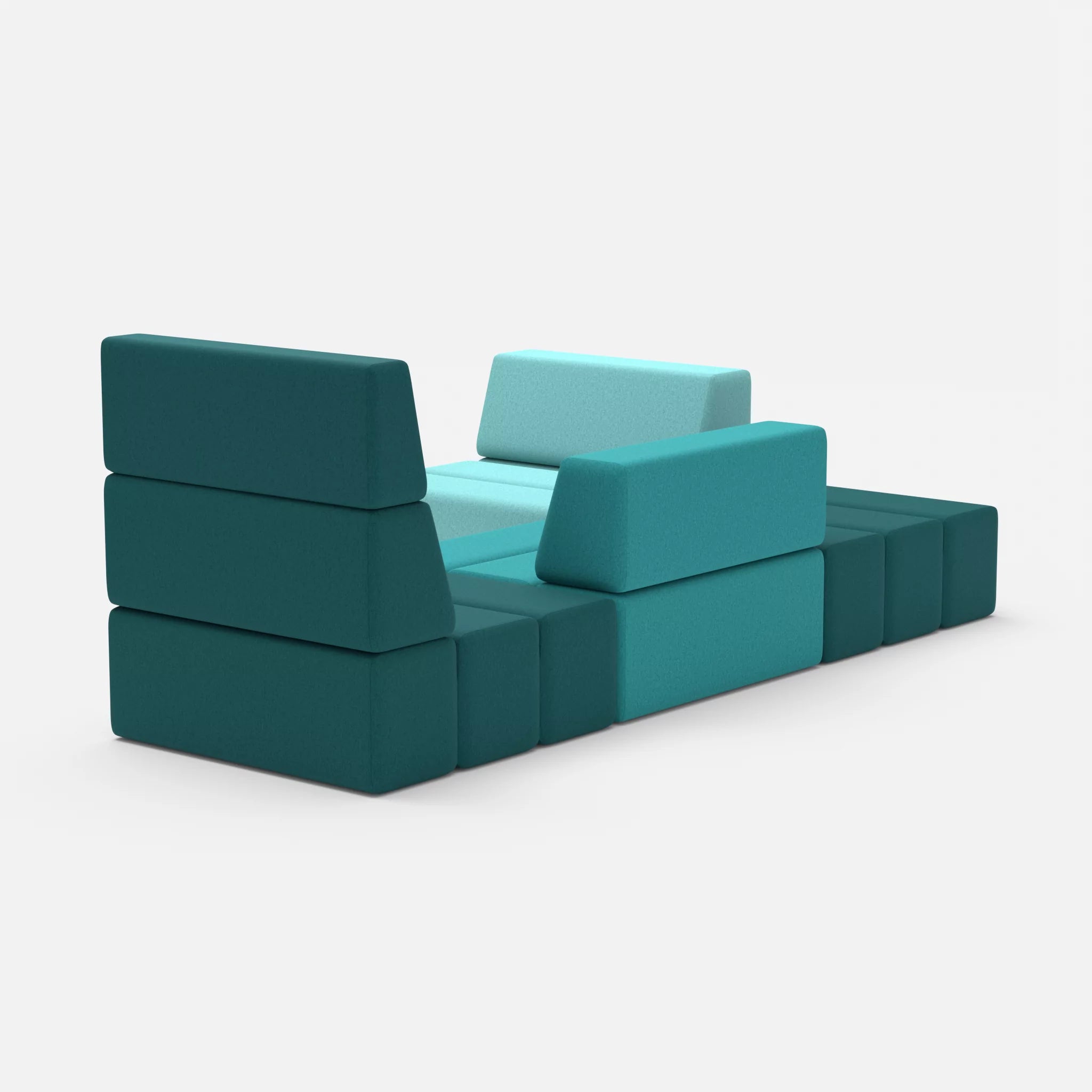 Ecksofa Bricks 1 dama0018-dama0076 in Türkis und Türkis von hinten