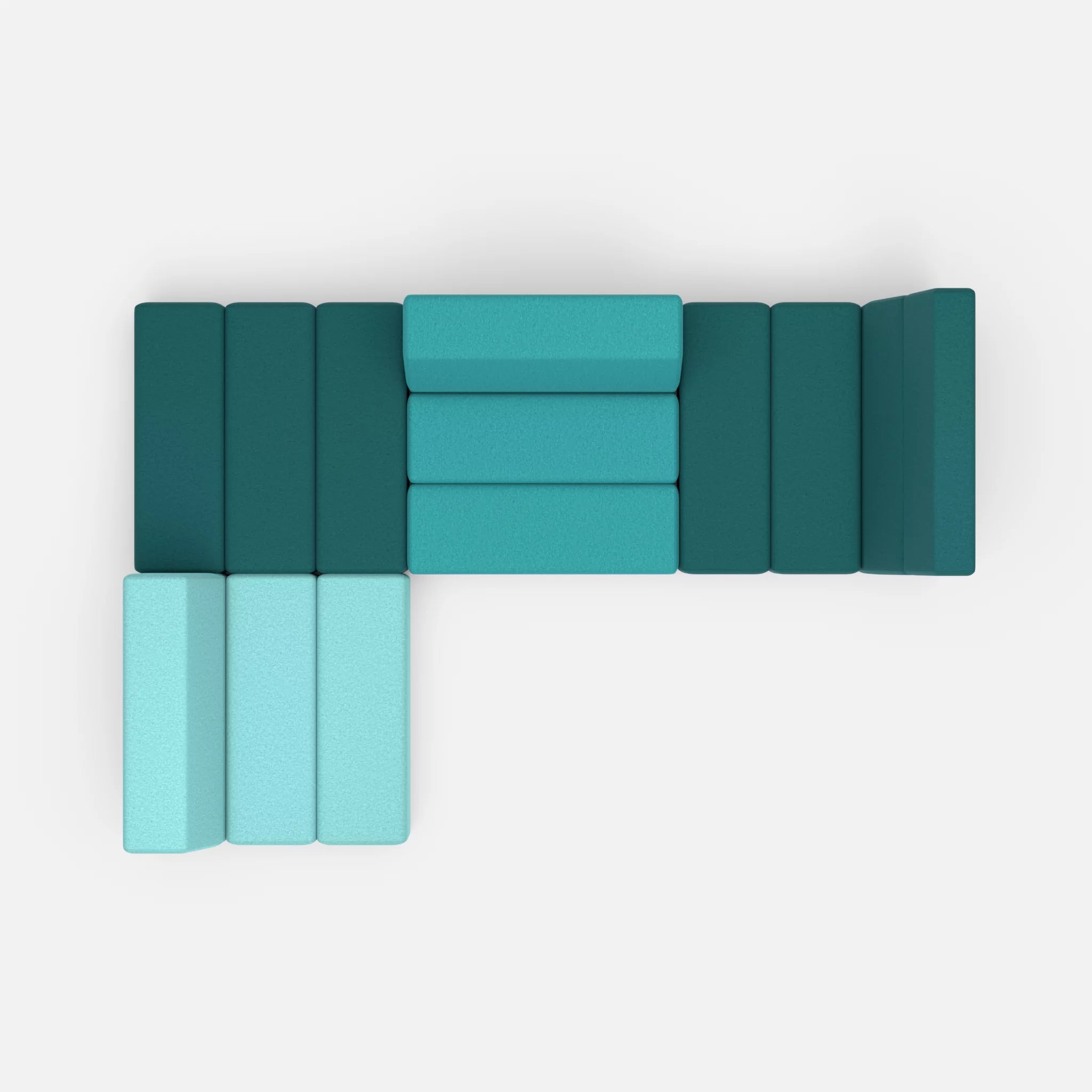 Ecksofa Bricks 1 dama0018-dama0076 in Türkis und Türkis von oben