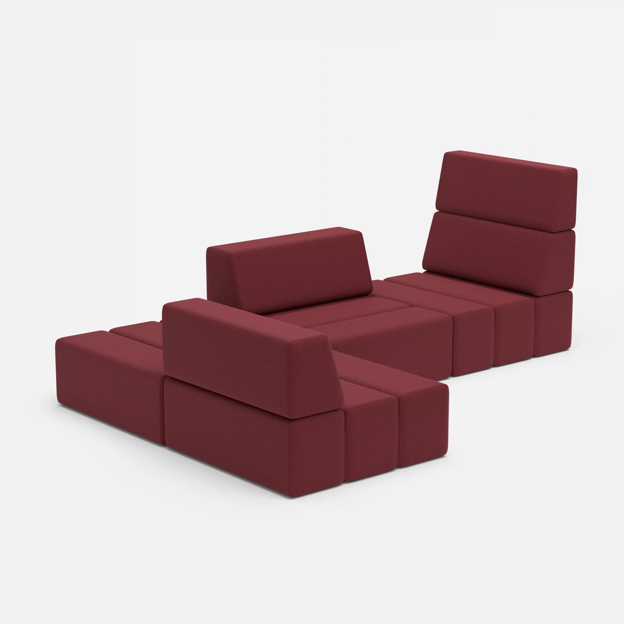 Ecksofa Bricks 1 dama0034 in Bordeaux von der Seite
