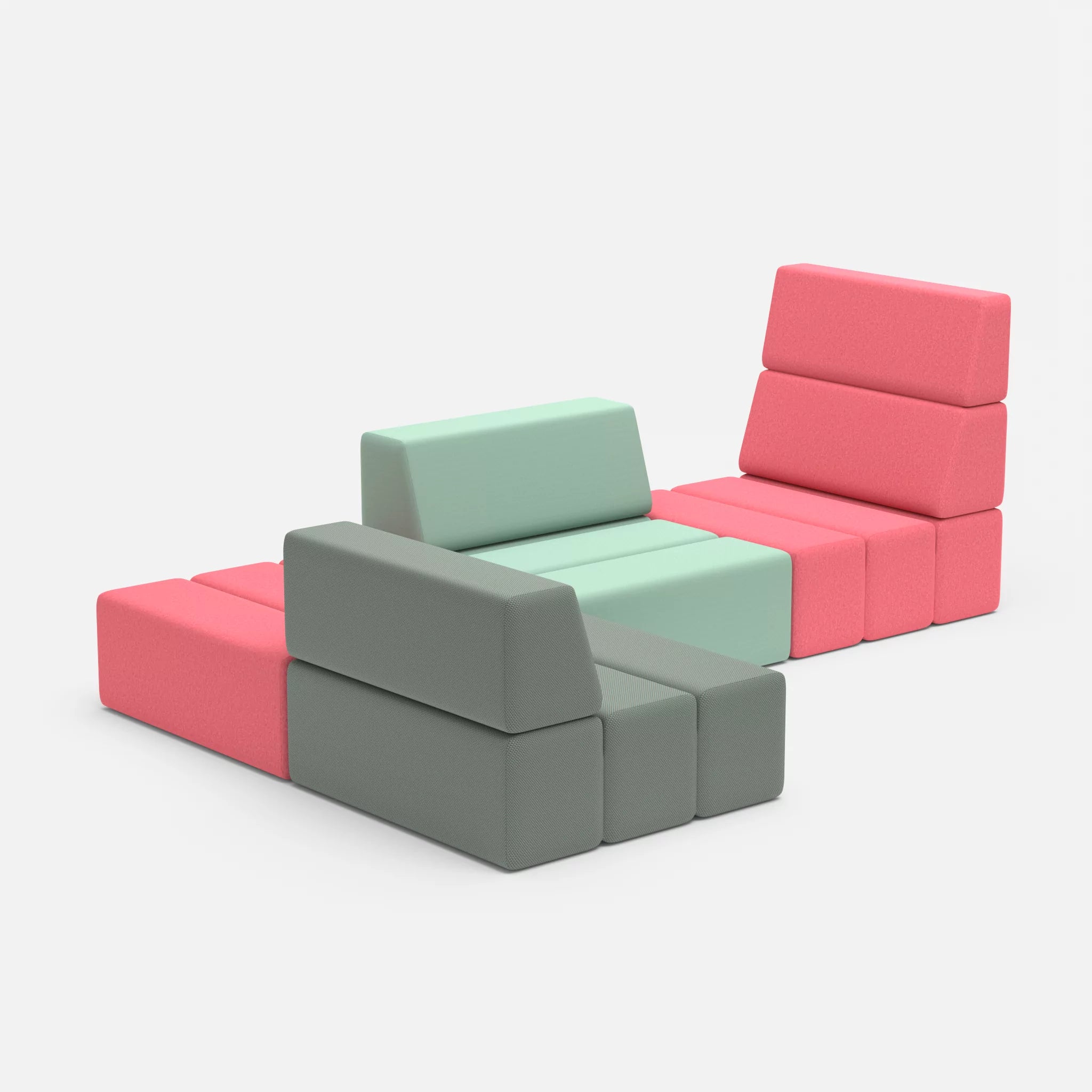 Ecksofa Bricks 1 dama0083-radio7045 in Pink und Hellblau von der Seite