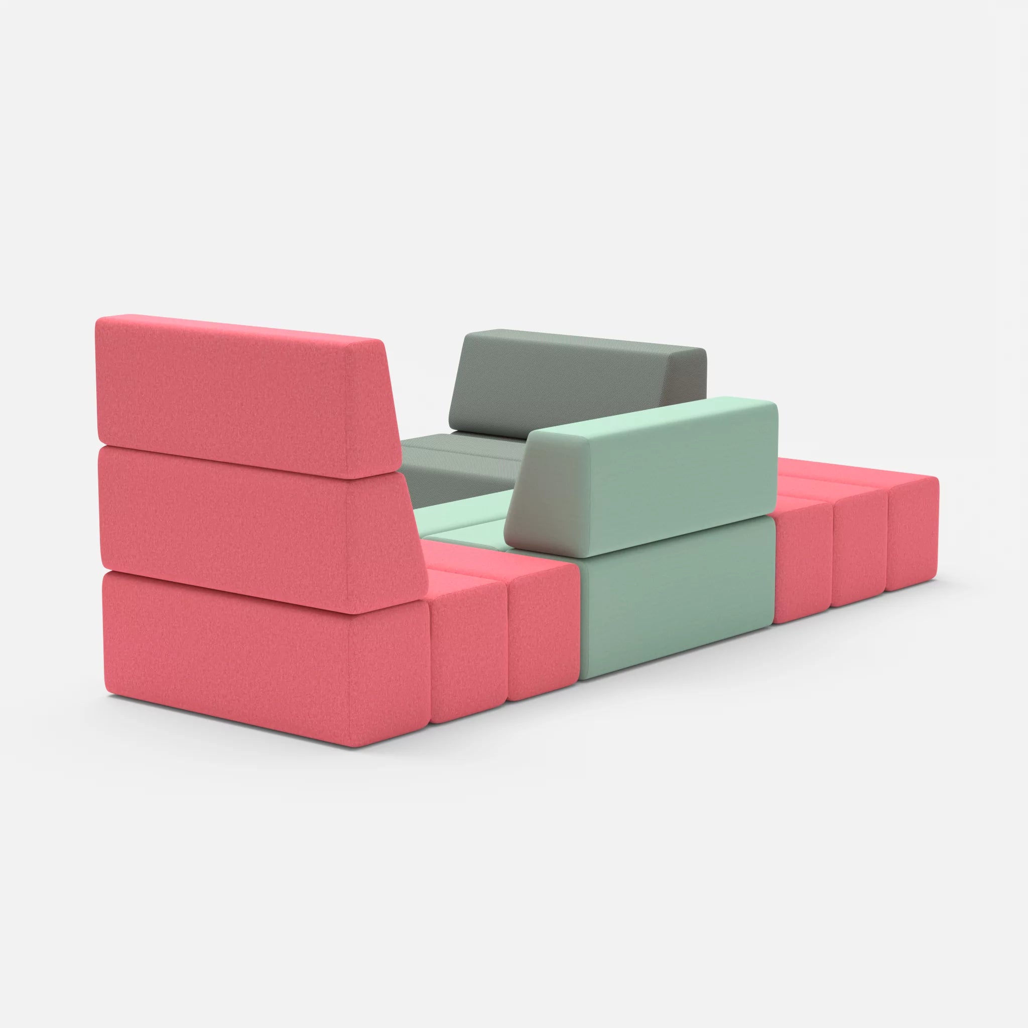 Ecksofa Bricks 1 dama0083-radio7045 in Pink und Hellblau von hinten
