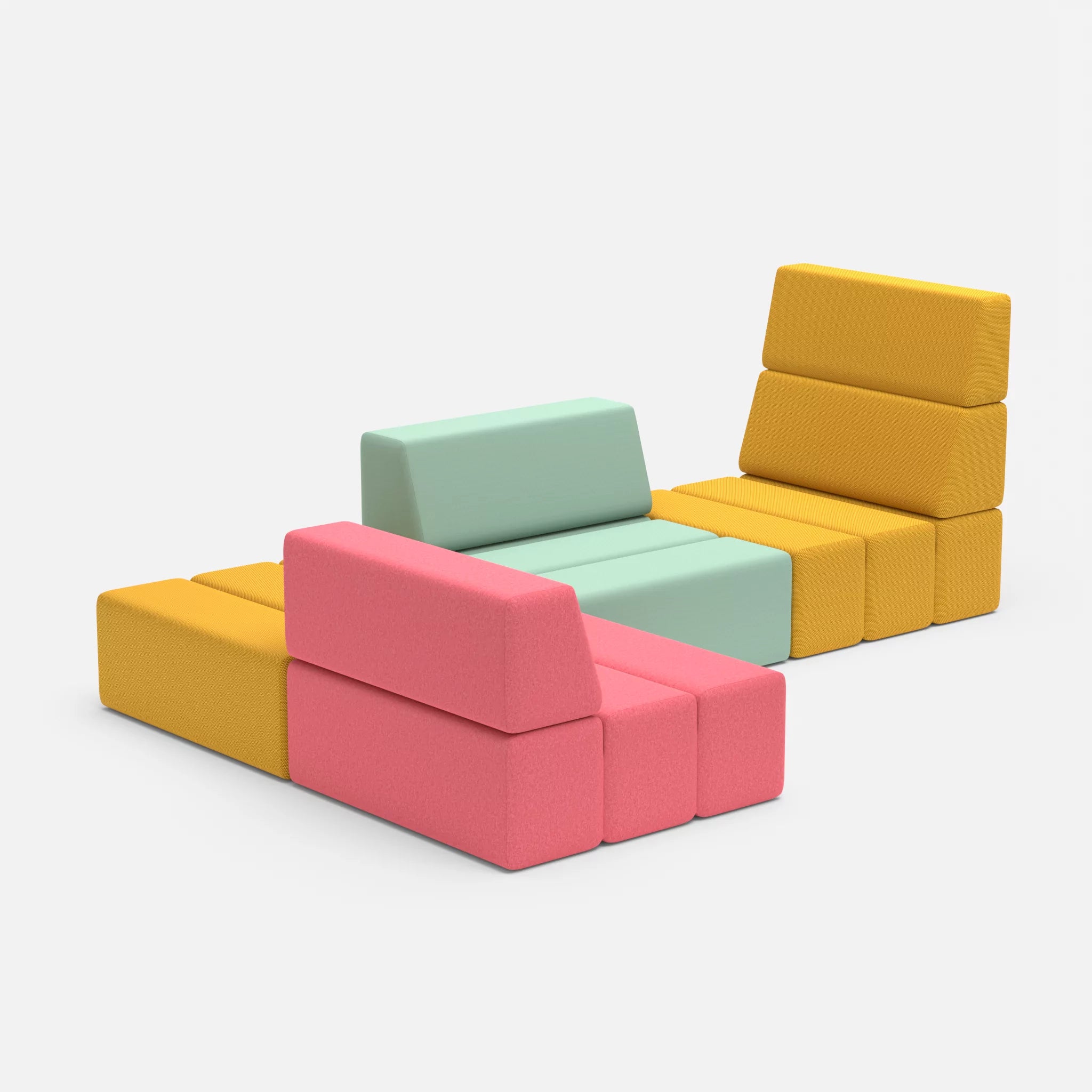 Ecksofa Bricks 1 novumcurry-radio7045 in Curry und Hellblau von der Seite