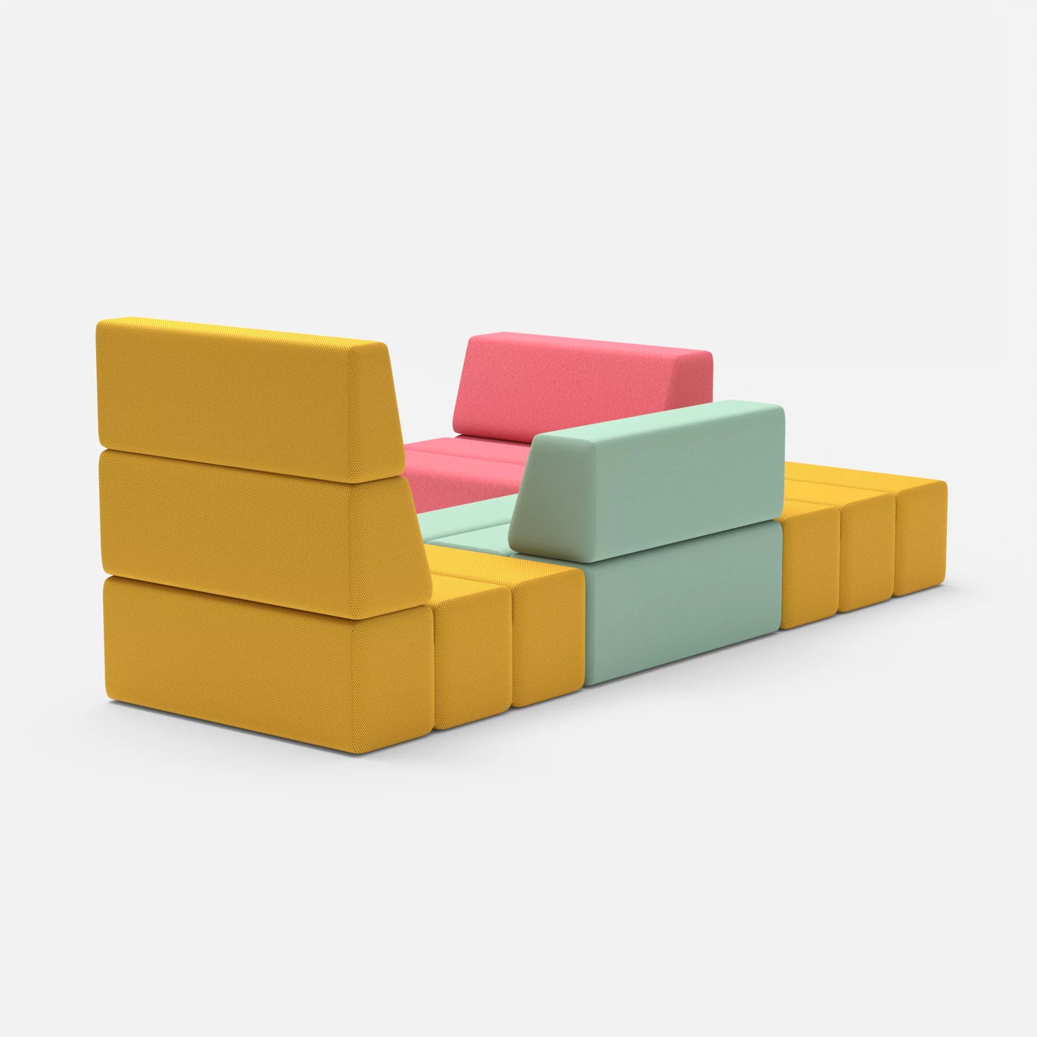 Ecksofa Bricks 1 novumcurry-radio7045 in Curry und Hellblau von hinten
