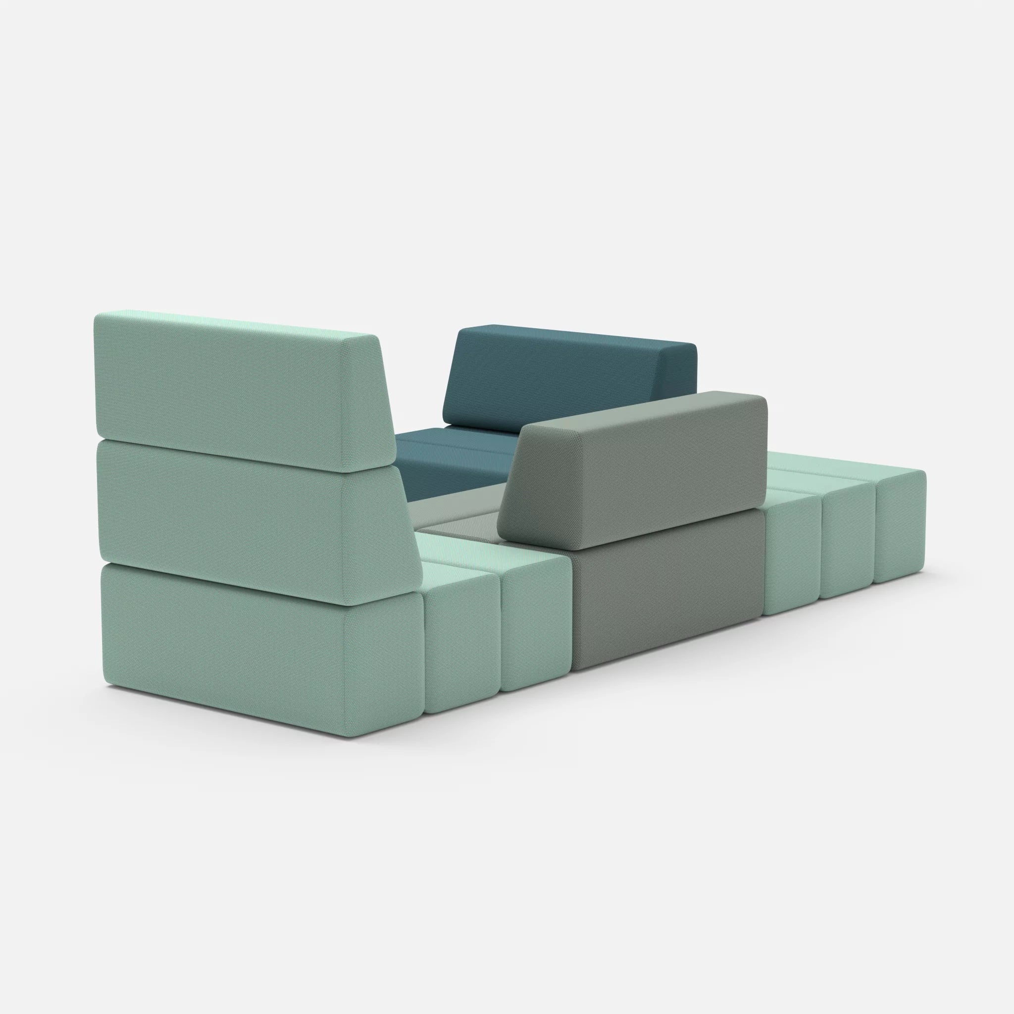 Ecksofa Bricks 1 novumlagoon-novumdelphi in Graublau und Graublau von hinten