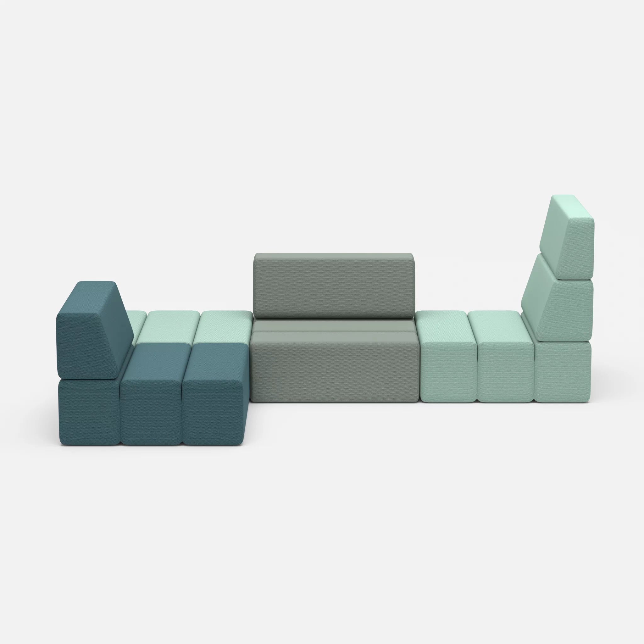 Ecksofa Bricks 1 novumlagoon-novumdelphi in Graublau und Graublau von vorne