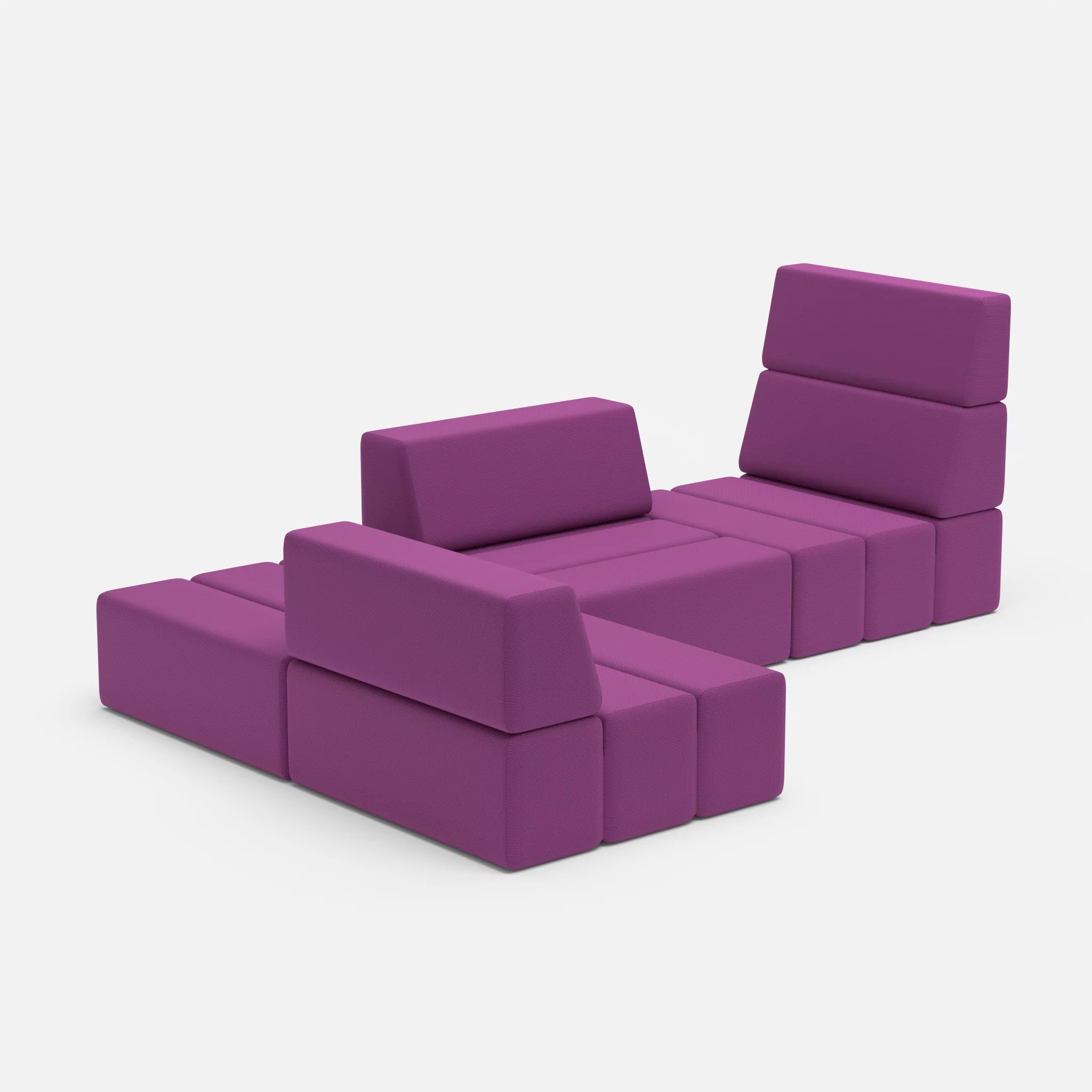 Ecksofa Bricks 1 novumviola in Violett von der Seite