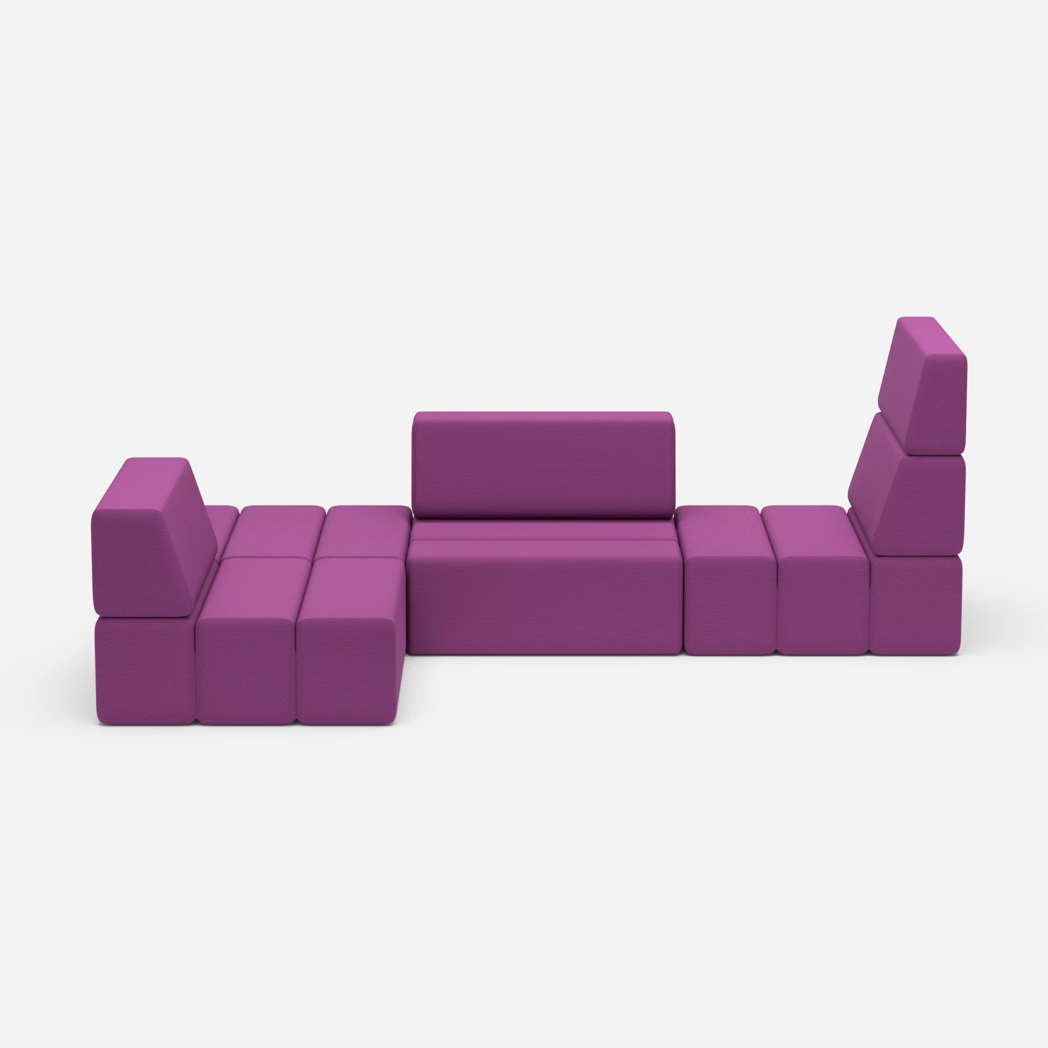 Ecksofa Bricks 1 novumviola in Violett von vorne