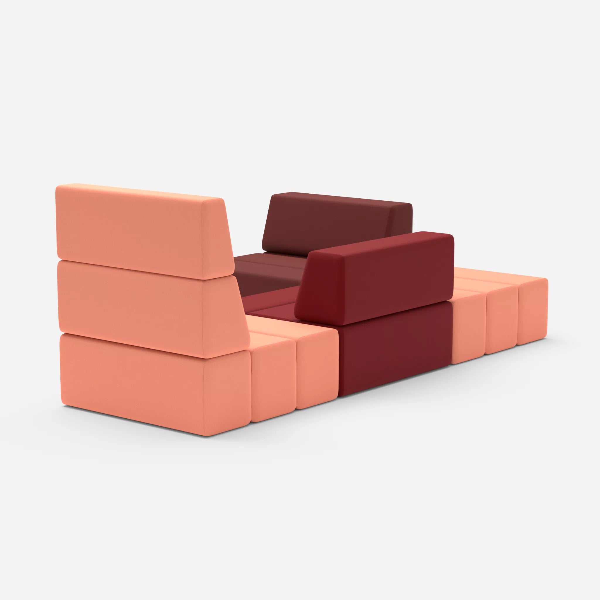 Ecksofa Bricks 1 radio4046-radio4028 in Coral und Rot von hinten