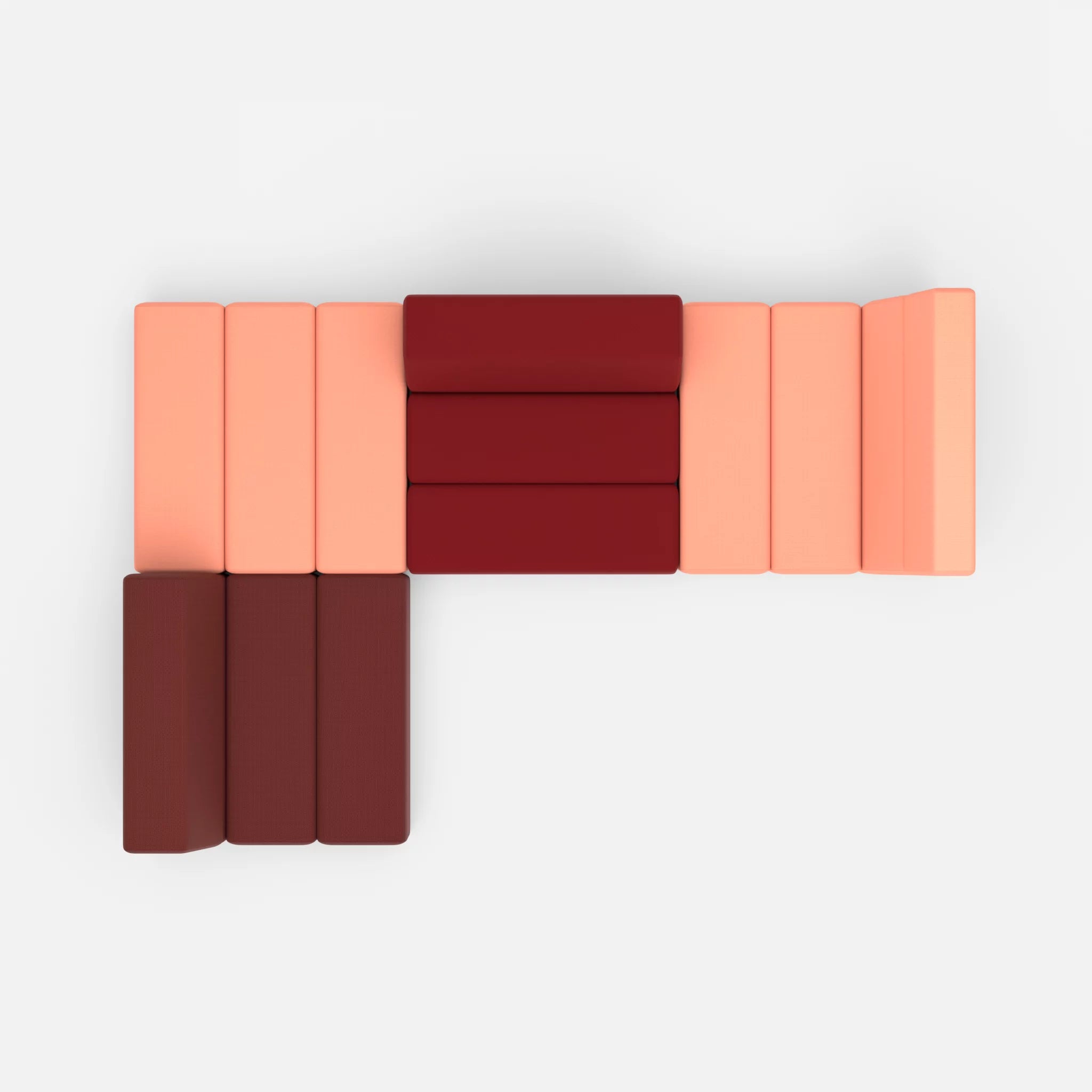 Ecksofa Bricks 1 radio4046-radio4028 in Coral und Rot von oben