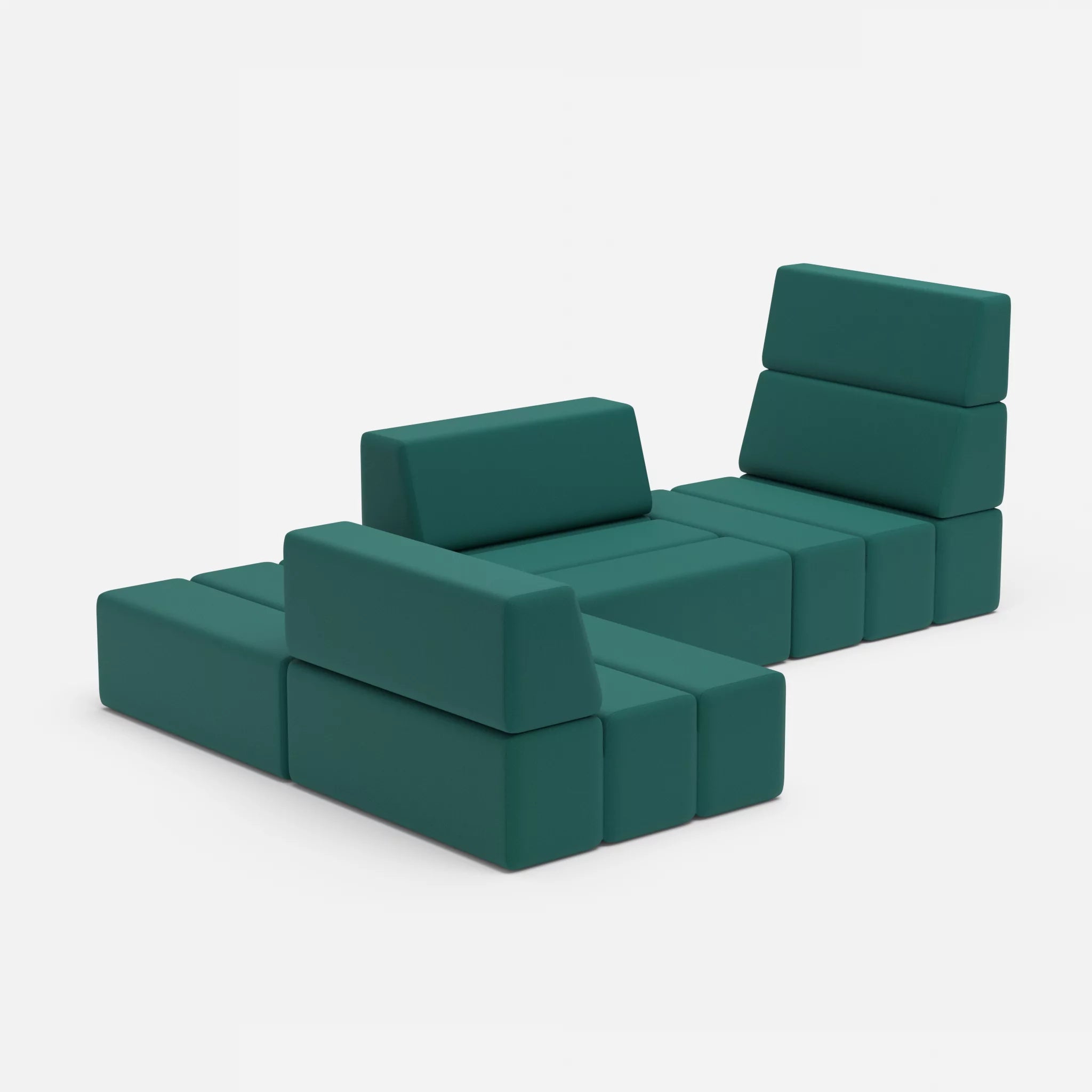 Ecksofa Bricks 1 radio6015 in Türkis von der Seite