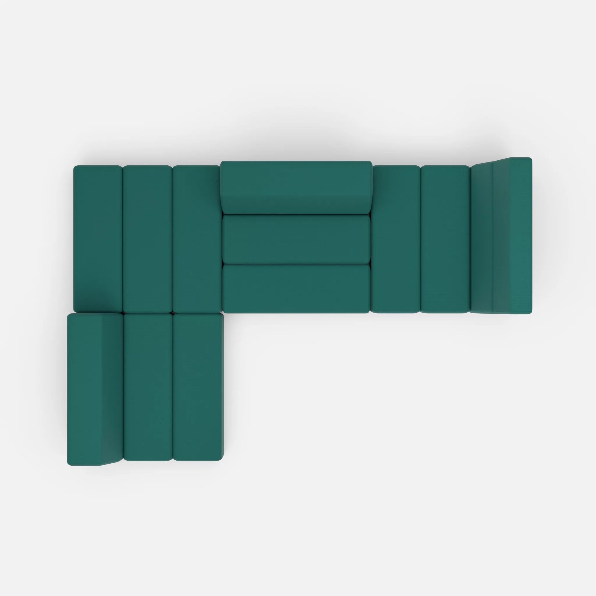 Ecksofa Bricks 1 radio6015 in Türkis von oben
