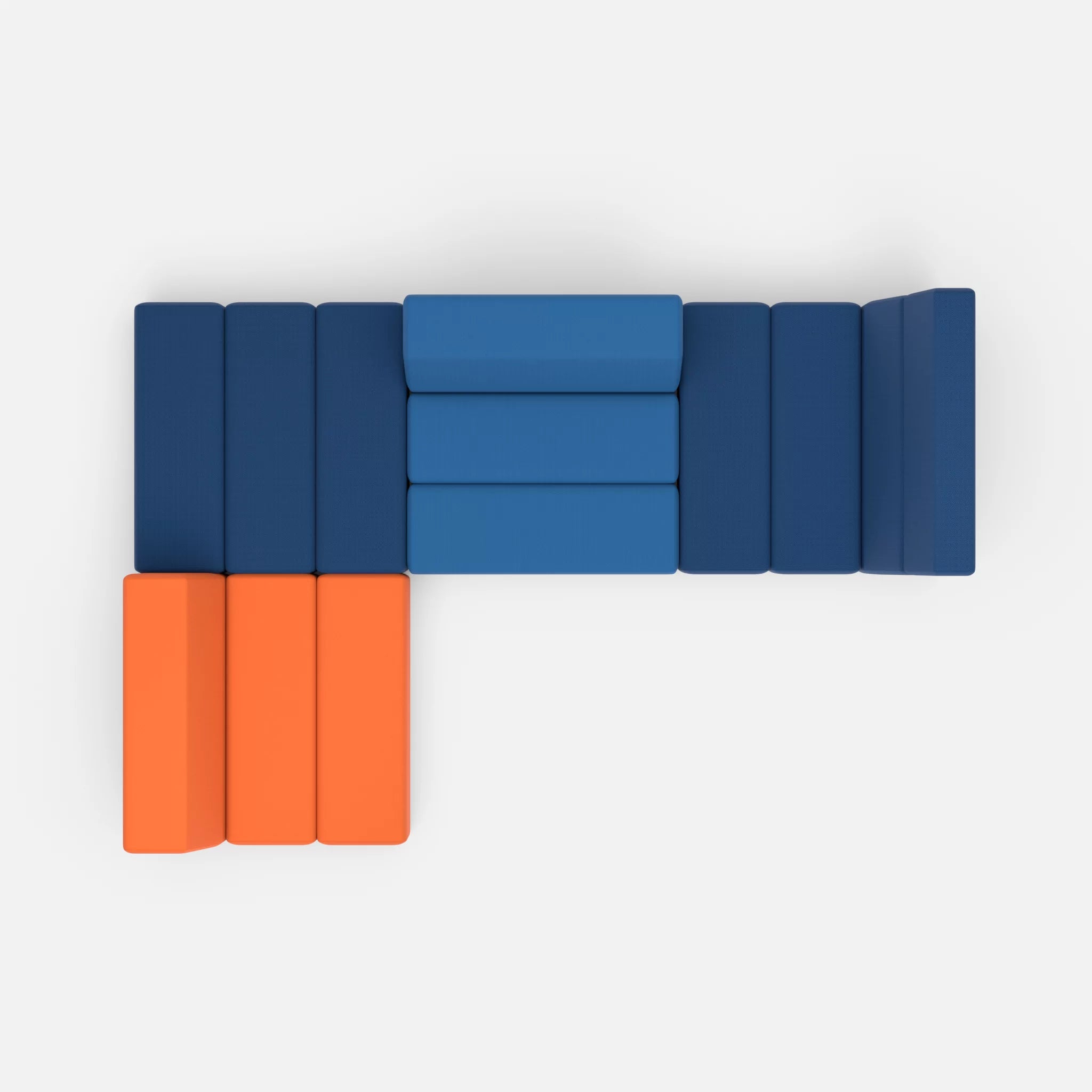 Ecksofa Bricks 1 radio6512-radio6075 in Dunkelblau und Blau von oben