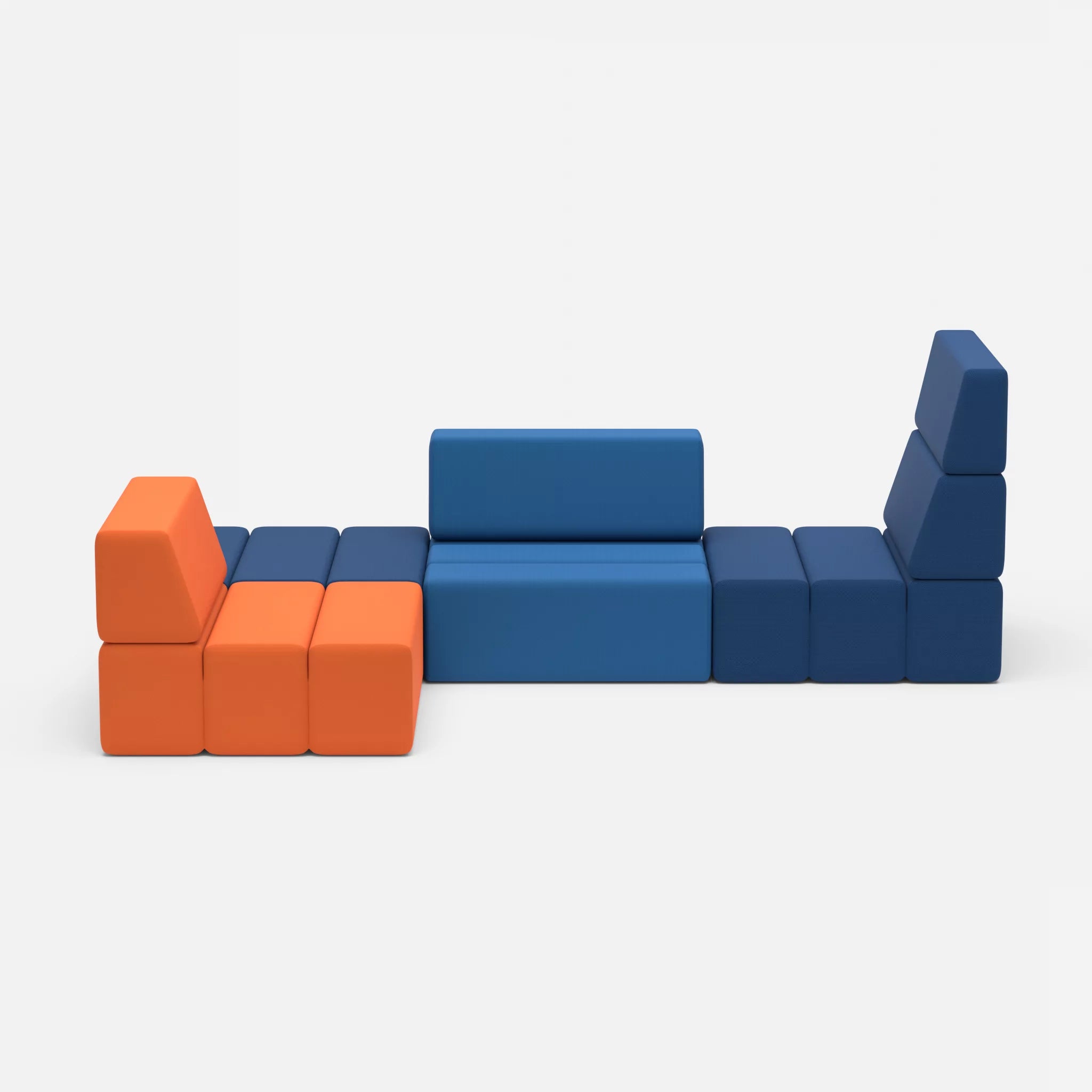 Ecksofa Bricks 1 radio6512-radio6075 in Dunkelblau und Blau von vorne