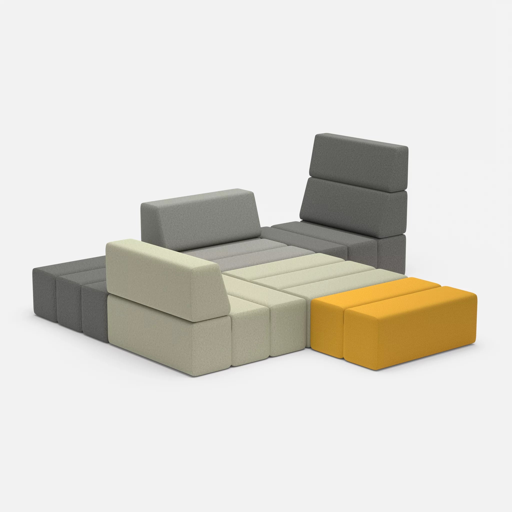 Ecksofa Bricks 3 dama0004-dama0003 in Dunkelgrau und Mittelgrau von der Seite