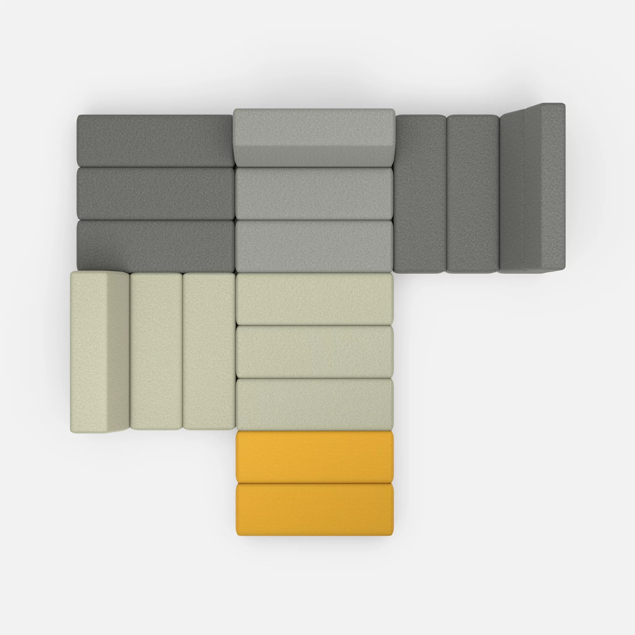 Ecksofa Bricks 3 dama0004-dama0003 in Dunkelgrau und Mittelgrau von oben